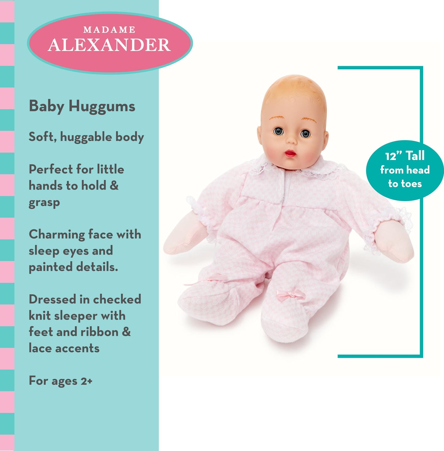 Madame Alexander Baby Huggums with Pink Check Outfit