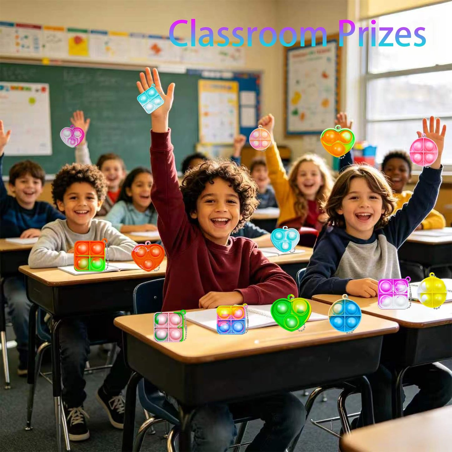Pop Fidget Keychain 180 Pack,Mini Fidget Toys Bulk, Party Favors for Kids 4-8,8-12 Small Classroom Prizes It Back to School Student Gifts for Students Goodie Bag Stuffers