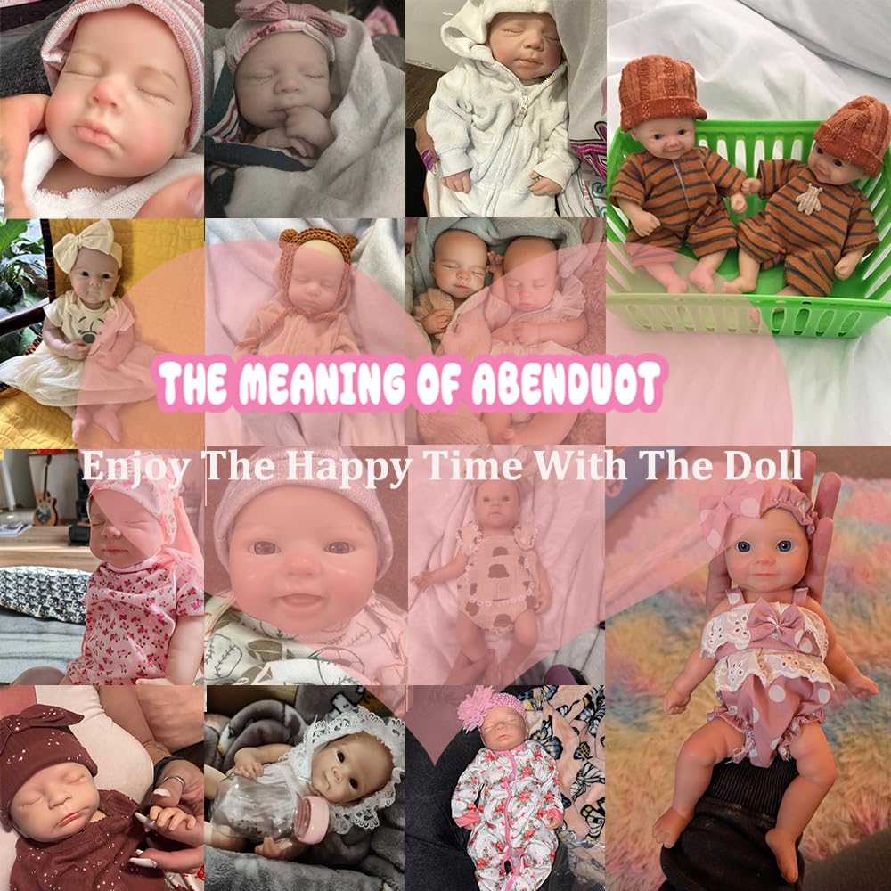 Abenduot Silicone Baby Doll - 16 Inch (Weight 4.4 Lb) Reborn Baby Dolls Silicone Full Body Silicone Weighted Realistic Sleeping Newborn Lifelike Preemie Doll Gift