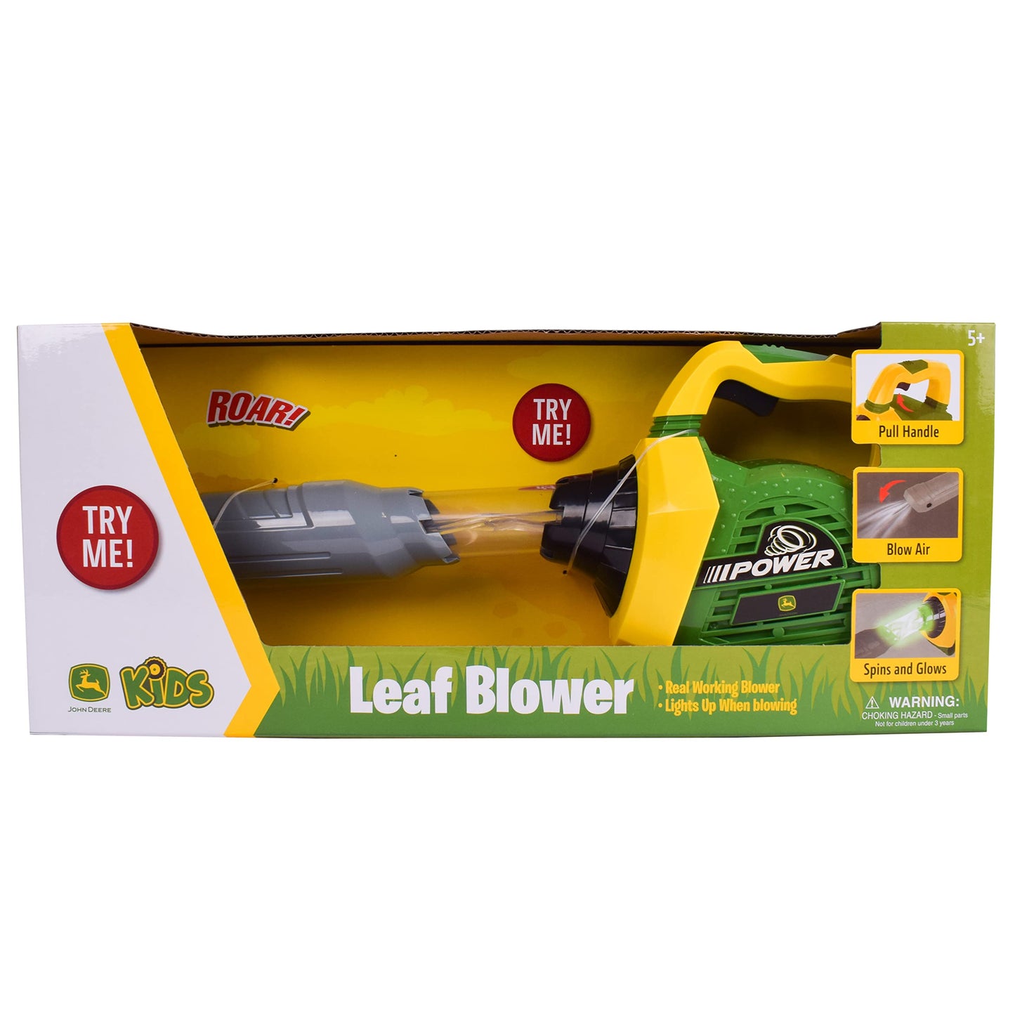 John Deere Leaf Blower Toy for Kids – Pretend Construction Tool with Lights and Sounds | Blows Real Air