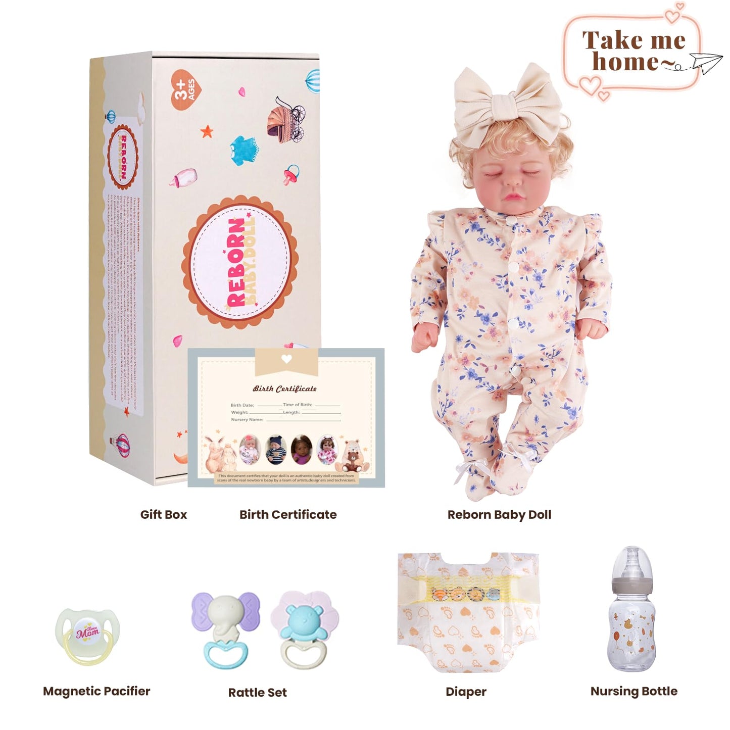 BABESIDE Lifelike Reborn Baby Dolls Girl - 20 Inch Soft Realistic Baby Doll with Poseable Body, Handmade Real Life Baby Dolls with Accessories for 3+ Year Old Girls Gifts, Pretend Play, Collection