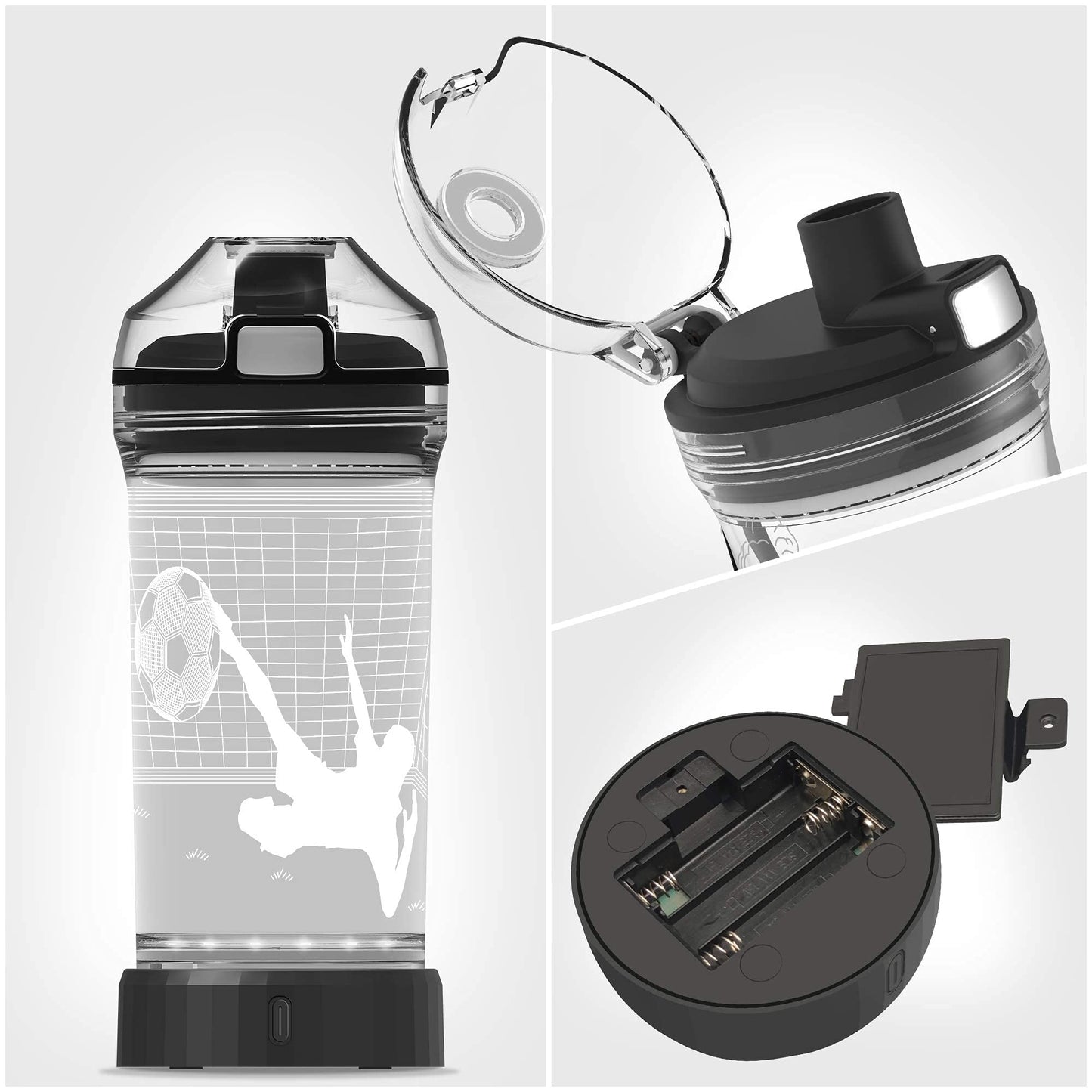 YuanDian Soccer Gifts, Light Up Kids Water Bottle with 3D Soccer Illusion Lamp- 14 OZ Tritan BPA Free - Cool Drinking Cups Gift for School Kids Boy Child Sport Lovers