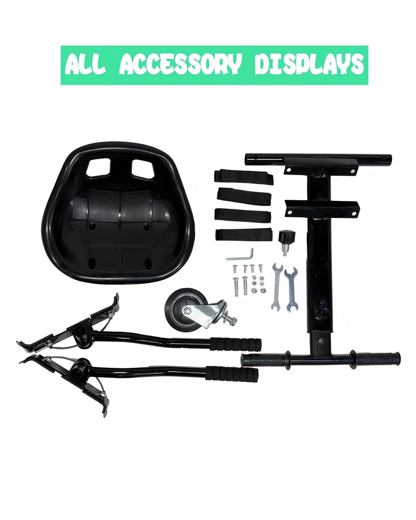 Awwscooter K1 Go-Kart Seat Attachment for Self-Balancing Scooters, Adjustable Frame Fits 6.5"/8"/10" Boards, Easy Install, Kids & Family Fun (Scooter Not Included)–Classic Black