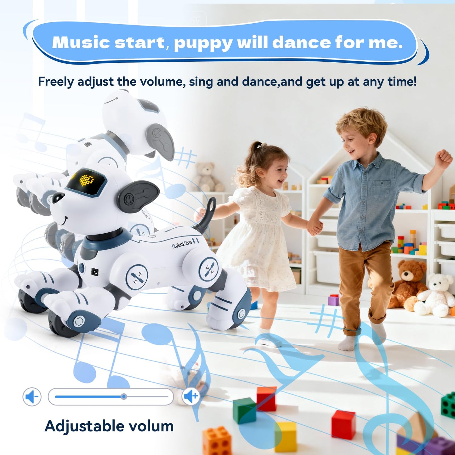 FUUY Robot Dog for Kids Robot Dog Remote Control Toy Interactive Robot Pet Robotics Toys Intelligent Robo Dog Programmable Sing & Dance Design Birthday Gifts Kids Age 3 5 4-6 Year, Blue