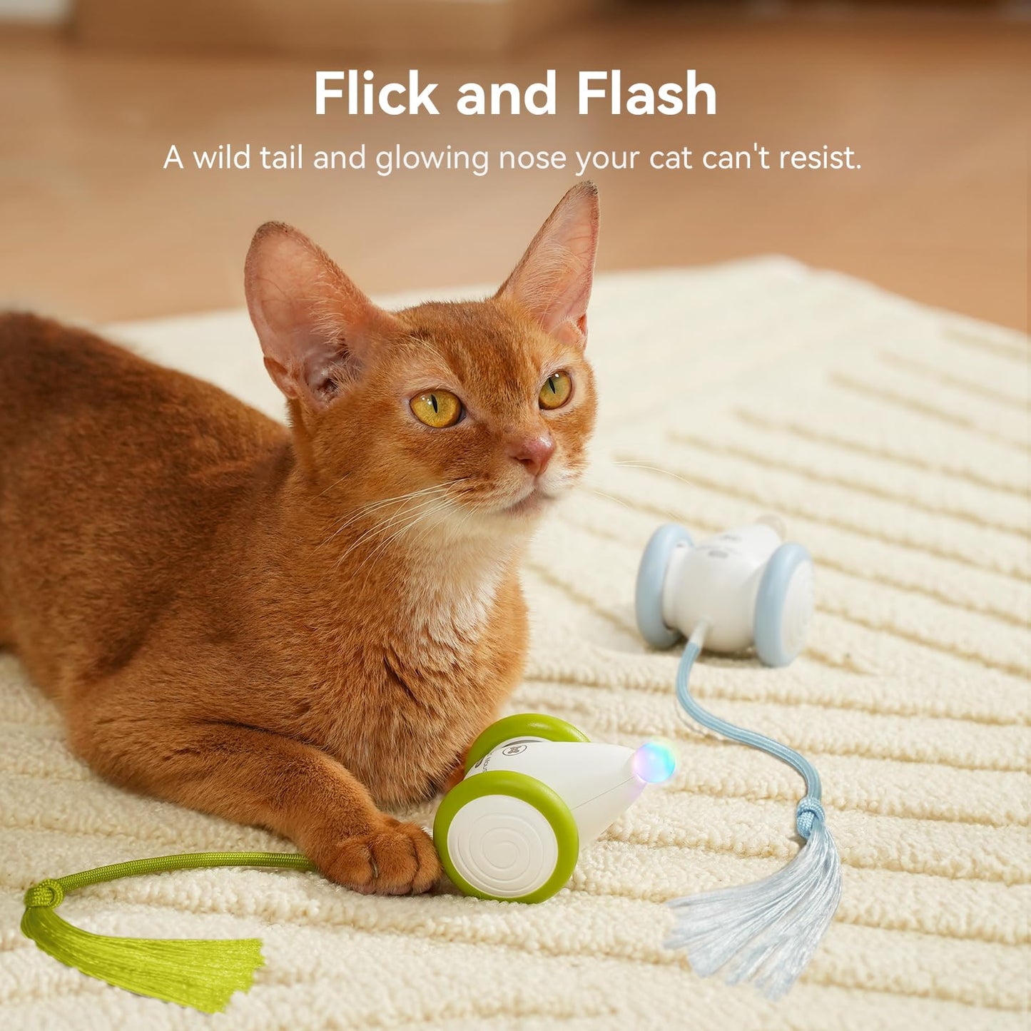 Cheerble Interactive Cat Toys for Indoor Cats, Automatic Moving Kitten Toys, Wicked Mouse Neo Cat Toy with Tail & Lights, Pet Cat Supplies, Rechargeable Cat Toys for Bored Indoor Adult Cats