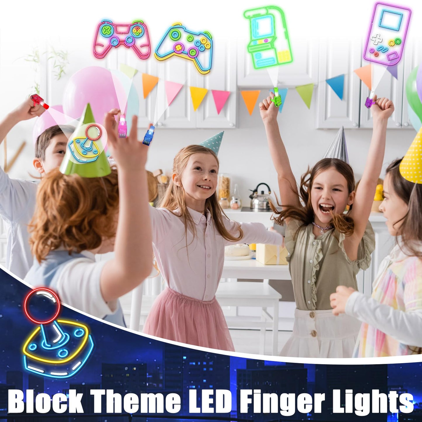 36Pcs Video Game Party Favors Game LED Finger Lights Glow in the Dark Light Up Finger Lights Toys Bulk for Games Birthday Decorations Supplies Kids' Goodie Bags Back to School Party Classroom Prizes