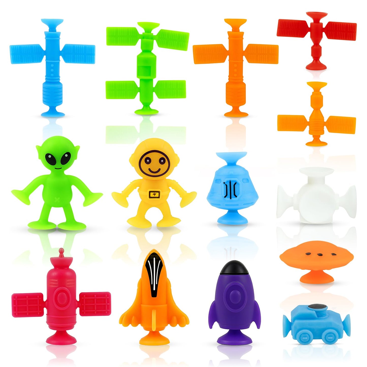 ChuburD Suction Bath Toys, Bathtub Toys, Sensory Toy, Interesting Space Set with Alien and Space Station, for 3 and up
