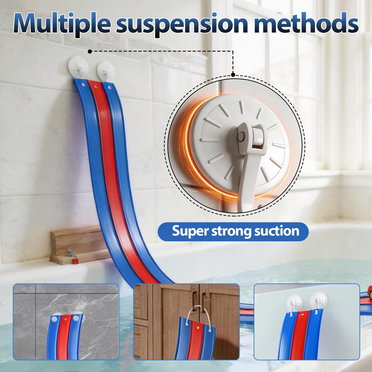Bathtub Race Track Race Car Bath Toy Set,12PCS Kids Bath Toys,Three-Track Suction Cup Flexible Race Track Toys for Kids,Racing Gifts,Compatible with Hot Wheels & Diecast 1/64th Cars,Including net Bag