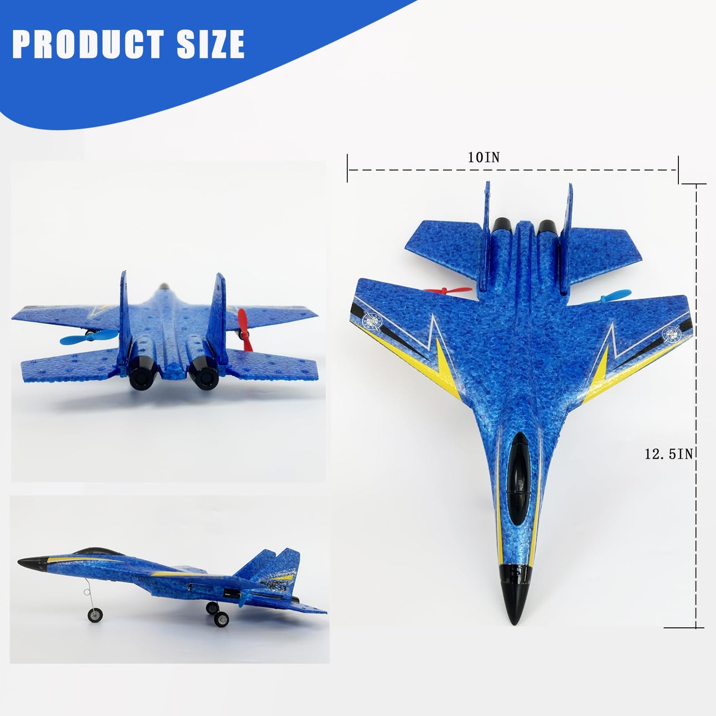 crohorizon Remote Control Airplane for Kids, 2 Channels Foam RC Planes Jet Wireless Toy,Hobby RC Glider Aircraft for Beginners Teen Boys Girls Adult Blue