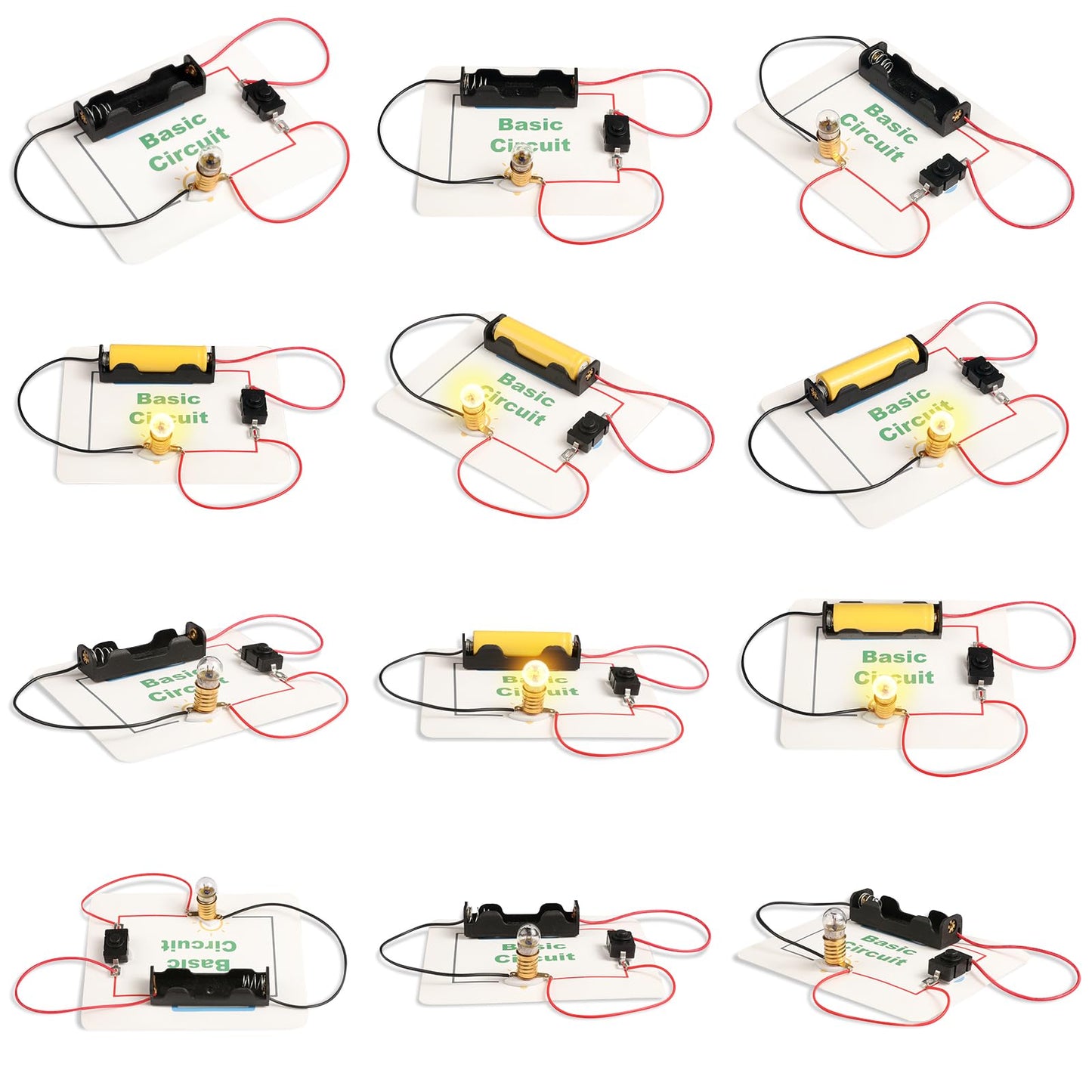 12 Bulk Electric Circuit Kit for Kids Age 8-12, Basic Circuits Science Light Bulb Experiments for Beginners, Class STEM Projects STEAM Activities, Classroom Educational Circuit Board Building Kits