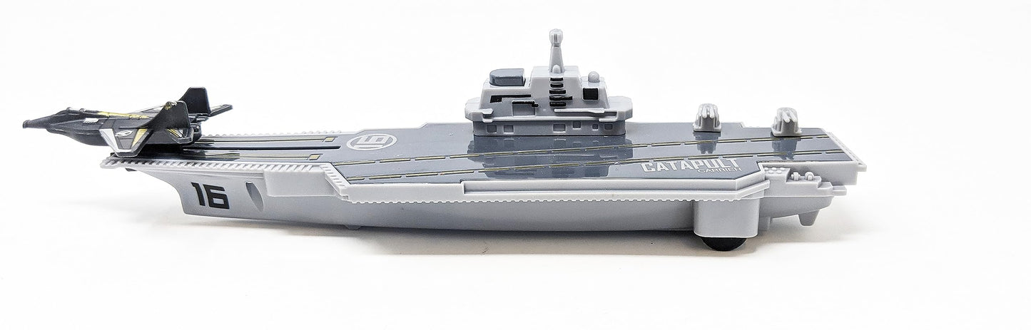 Large Aircraft Carrier Toy Small Catapult Aircraft Carrier Combo with Fighter Jets and 12 Military Vehicles
