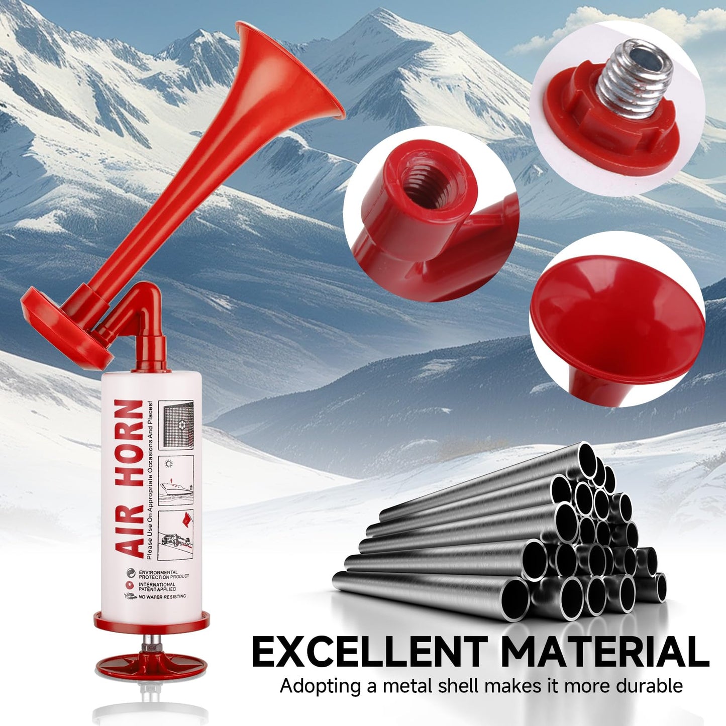 Handheld Pump Air Horn, Banhao Cheering Horns Sports Events Loud Noise Maker Safety Horns for Boats Party Graduation Aggressive Animals