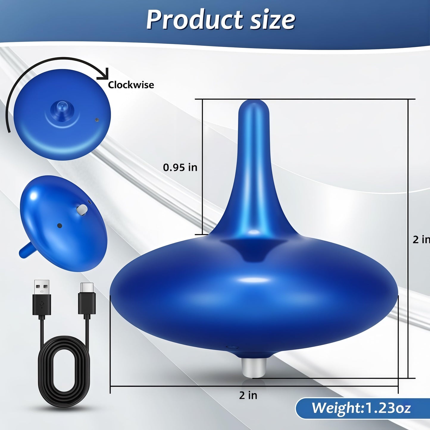 Hautech Electric Spinning Top, 6+ Hours Endless Spinning, LED Light Show, the Dreamer Spinning Top for Focus, Calm & Creativity, Timer-Enabled Design, Unique Gift for Adults (Stability Blue)