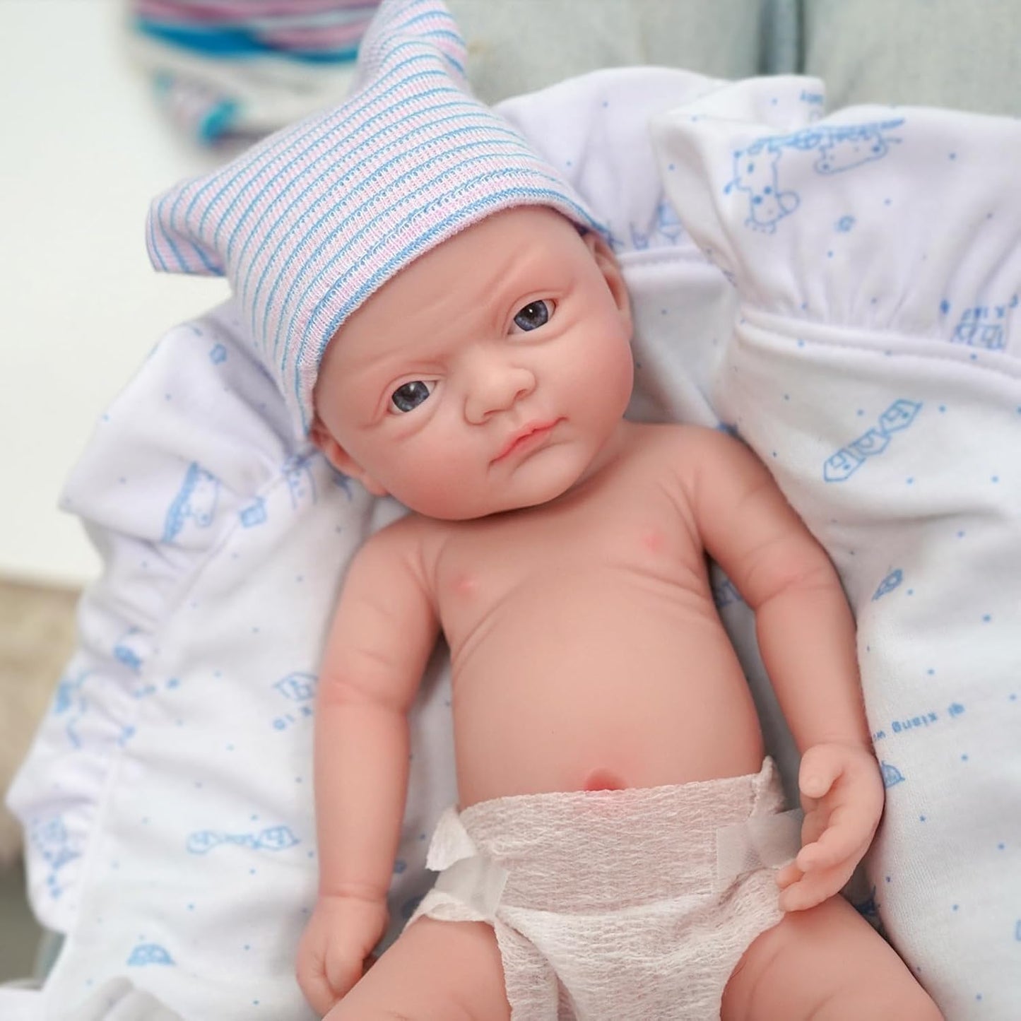 12" Reborn Baby Boy Doll - Full Silicone, Realistic Soft Newborn With Feeding Accessories