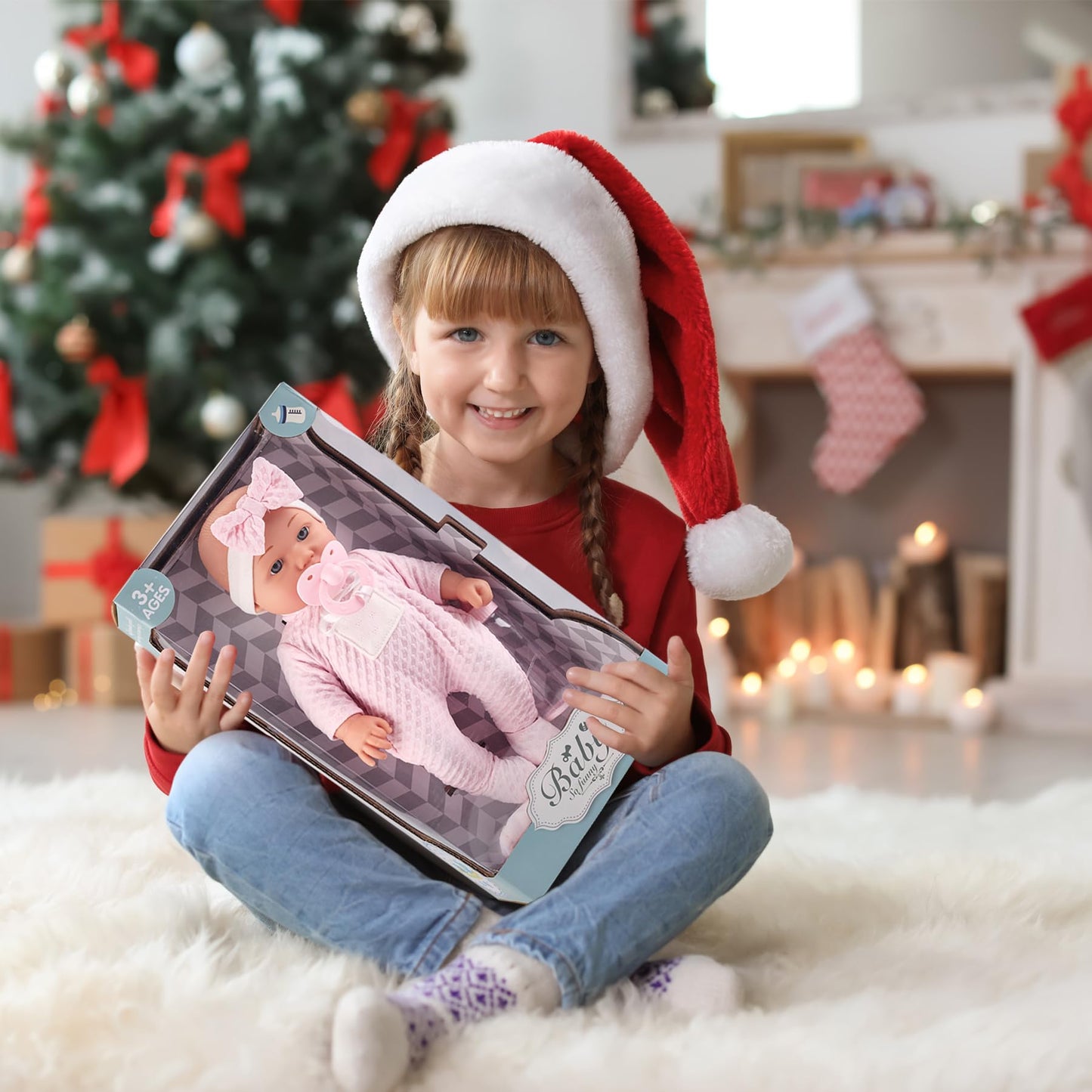 eDollable 12 Inches Realistic Baby Doll Playset in Gift Box Includes Pacifier, Bottle, and Soft Blanket, Newborn Baby Doll Toy for Toddler Girls