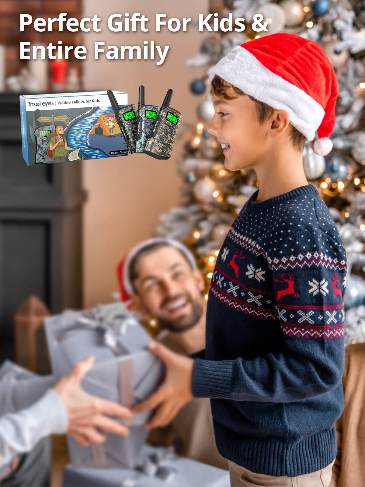 Inspireyes Walkie Talkies for Kids, Rechargeable Long Range 3 Pack, Camouflage Kids Toys for Boys Girls Ages 3-12, 2 Way Radio Toy, Outdoor Adventure Toys, Camping Hiking Gear, Birthday Gifts for Kids