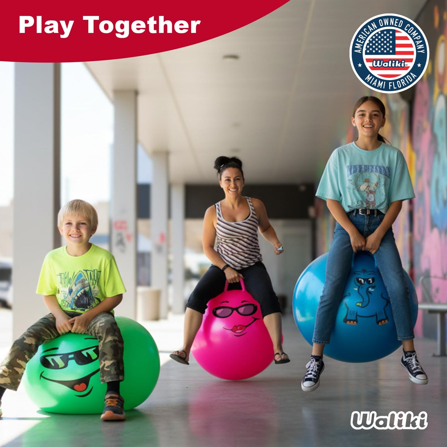 WALIKI Hopper Ball for Kids 3-6 | Hippity Hop | Jumping Hopping Ball | Relay Races | Pink 18”