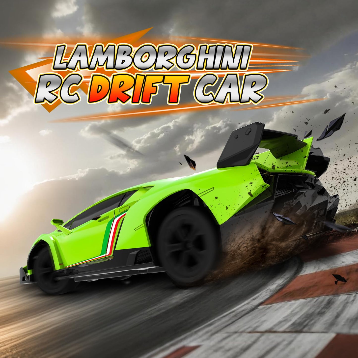 Innofans Lamborghini Remote Control Car, Officially Licensed 1:24 Scale 2.4GHz RC Drift Car Toys with Headlight PCS, Lambo Hobby Rc Cars for Boy Girl 4-12 Years Old, Birthday Gift (Green)