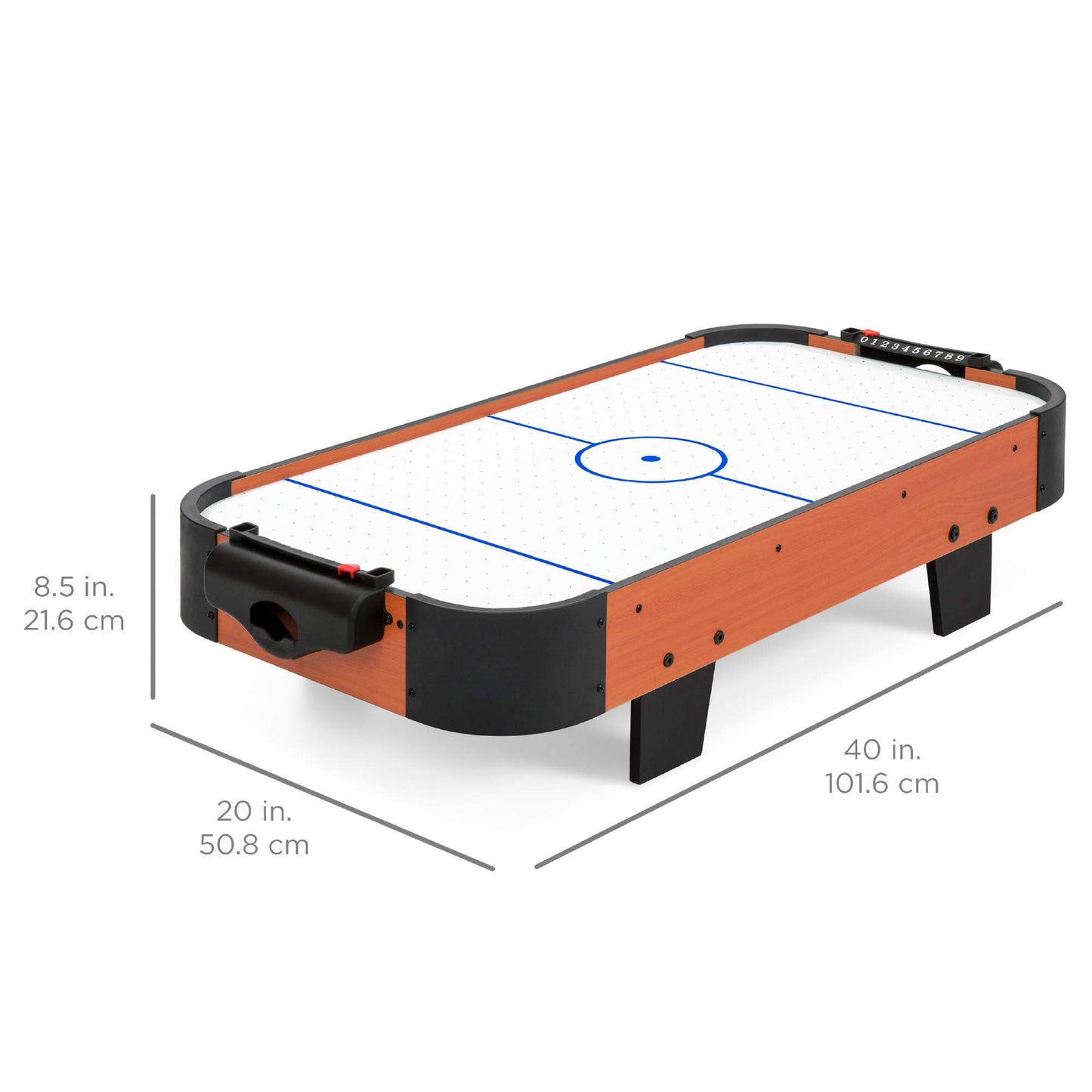 Best Choice Products 40in Air Hockey Arcade Table w/ 100V Motor, Electric Fan, 2 Strikers, 2 Pucks - Light Brown