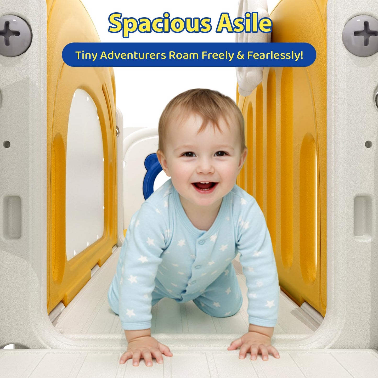 Arlopu 10-in-1 Large Toddler Slide Set, Kids Slide Climber Playset with Drawing Board, Basketball Hoop, Sturdy Baby Playground, Indoor Outdoor Playhouse for Boys and Girls Upgraded (Yellow & Blue)