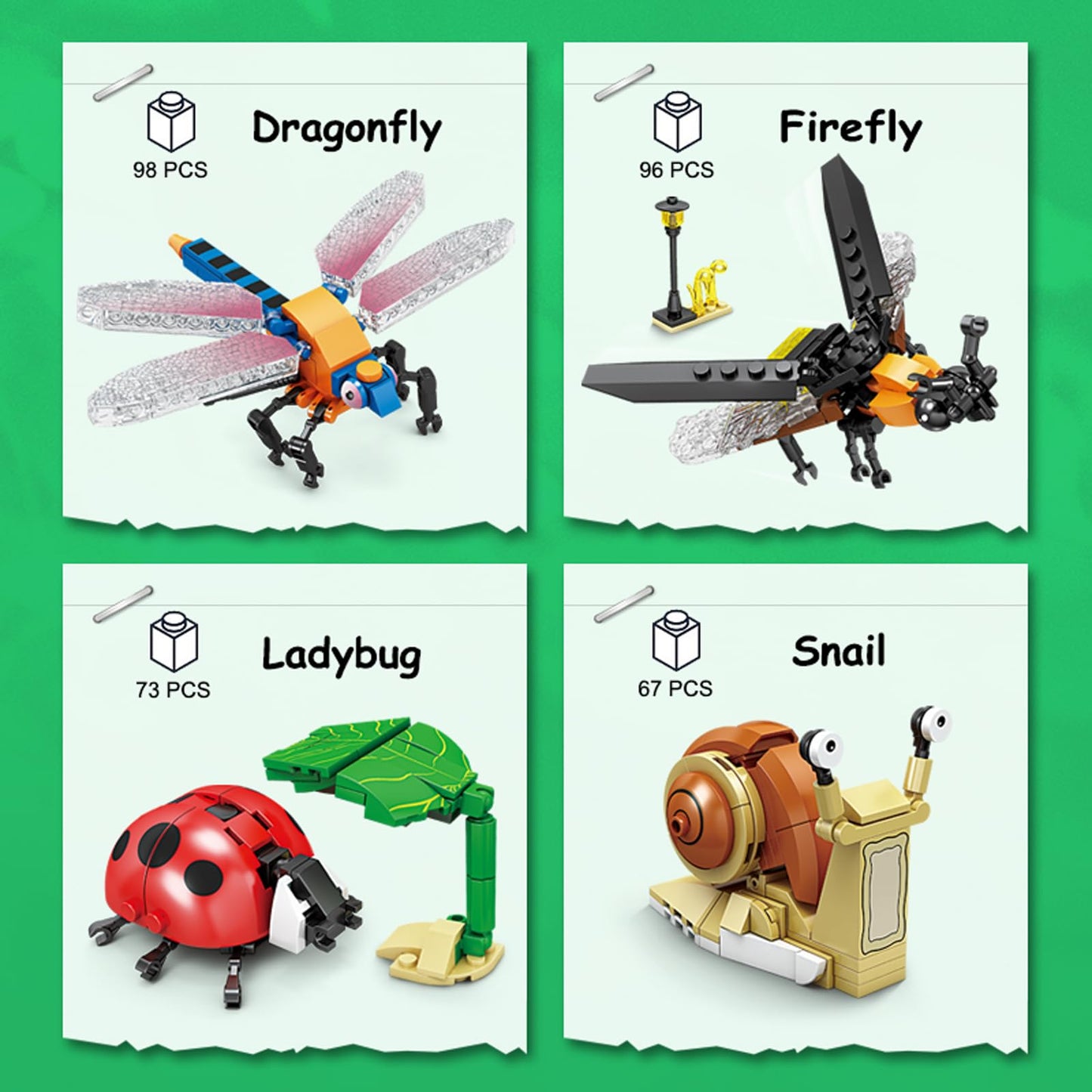 KAZI Bugs Building Toy Set,Insect Collection Building Blocks Including 8 Different Bug,STEM Toys for Kids Age 8 and Up,Play and Display Gift Idea for Boys & Girls,Ideal Gifts for Birthday Mothers Day