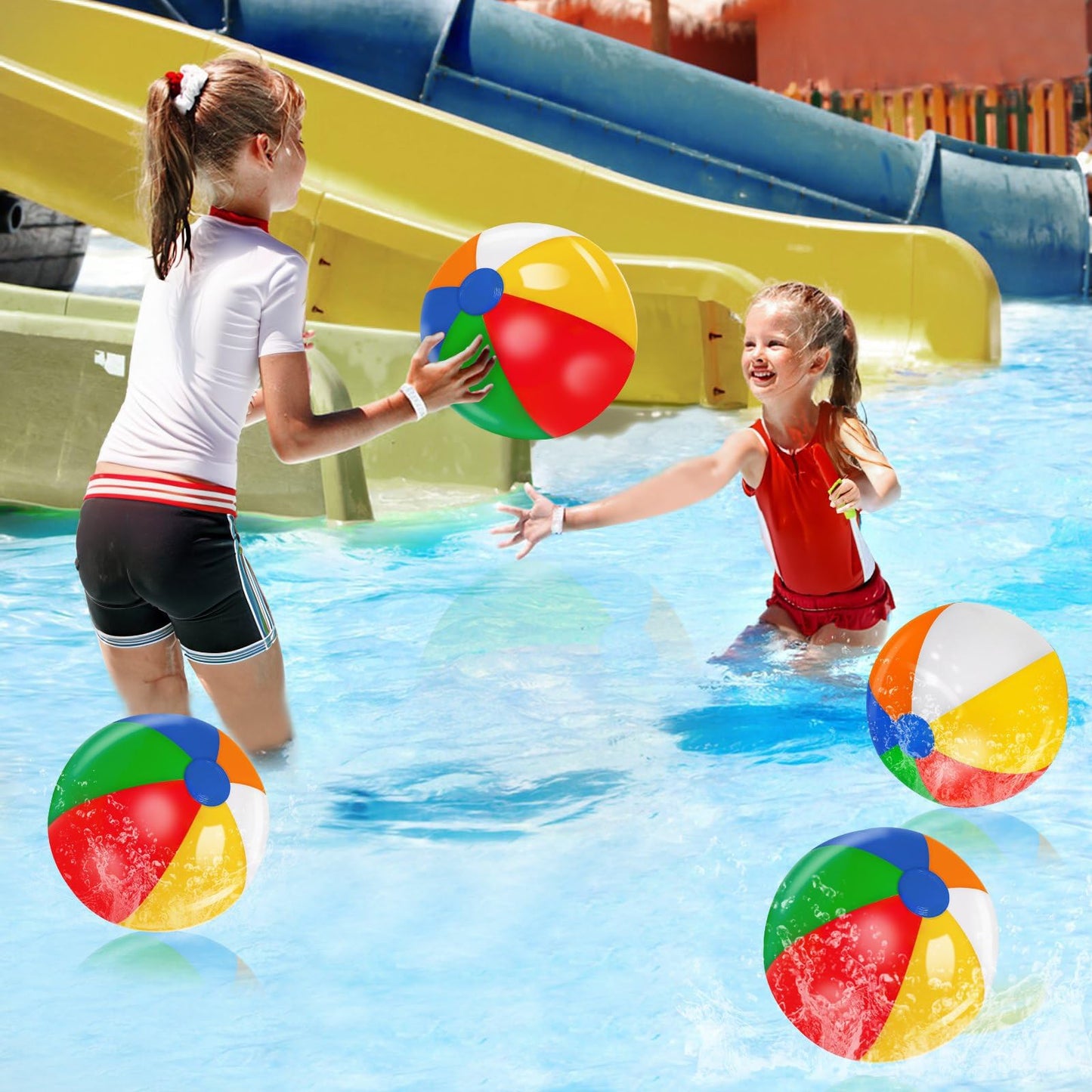 28 Pack 12 Inch Rainbow Beach Balls Bulk, Inflatable Swimming Pool Toys Beach Ball for Kids Birthday Party Favors Outdoor Summer Games Hawaiian Tropical Luau Themed Pool Party Decorations