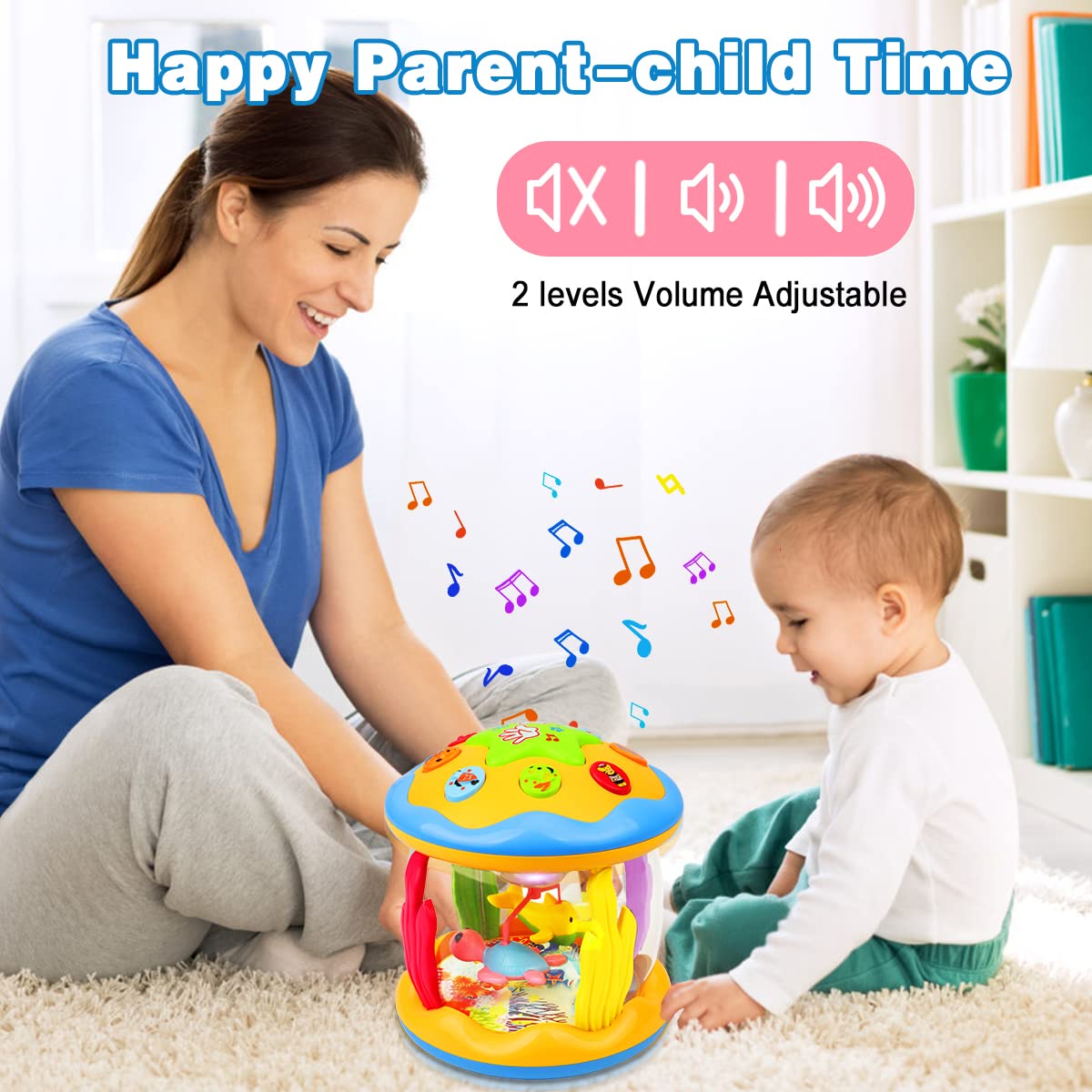 Aboosam Baby Toys 6 to 12 Months - Musical Learning Infant Toys 12-18 Months - Babies Ocean Rotating Light Up Toy for Toddlers 1 2 3+ Years Old Boys Girls Baby Gifts