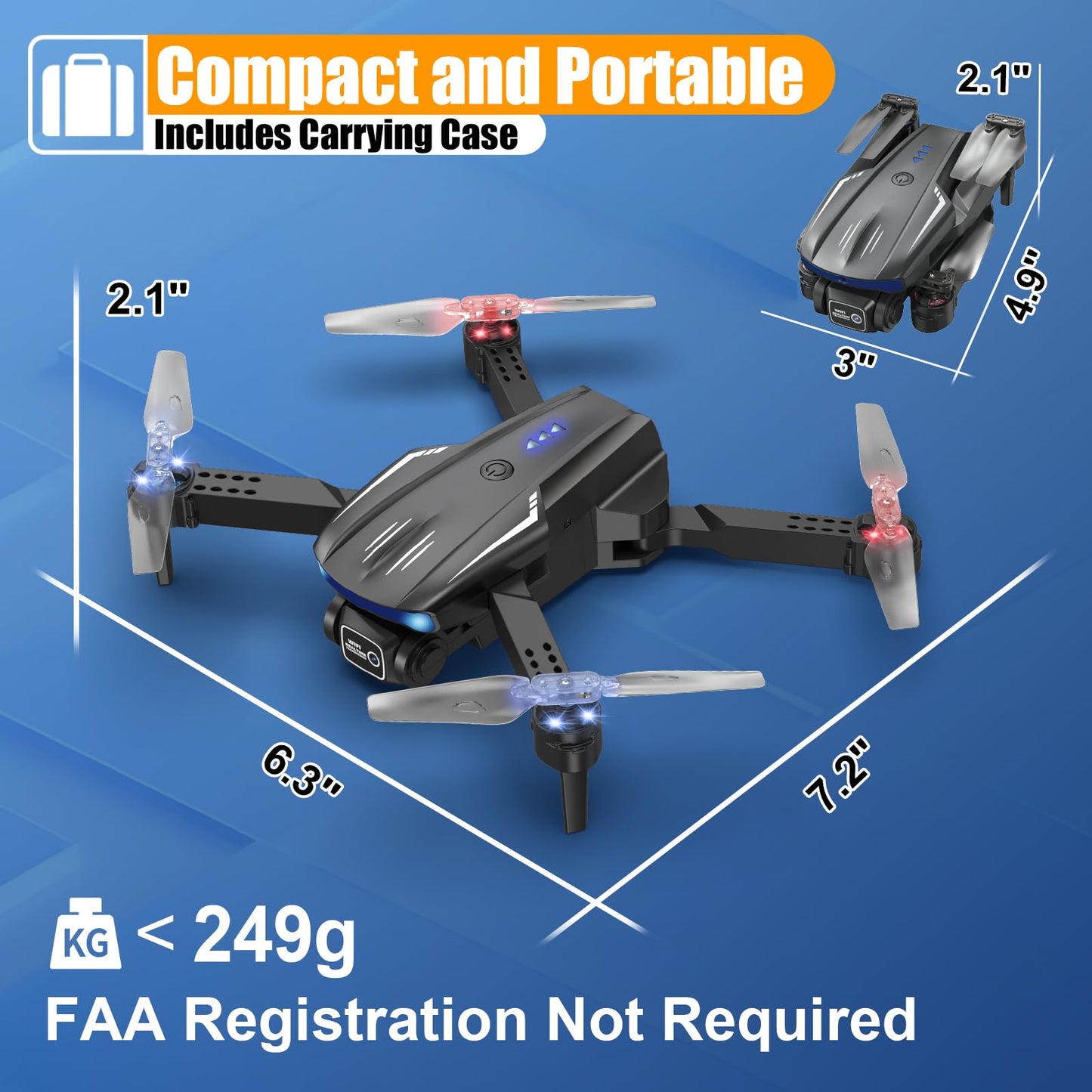 X-shop Drone with 1080P Camera for Kids Adults, Foldable RC Quadcopter with One Key Take Off/Land, Gesture Selfie, 3D Flip, 2 Batteries, Carrying Case, Toy Gift for Beginners