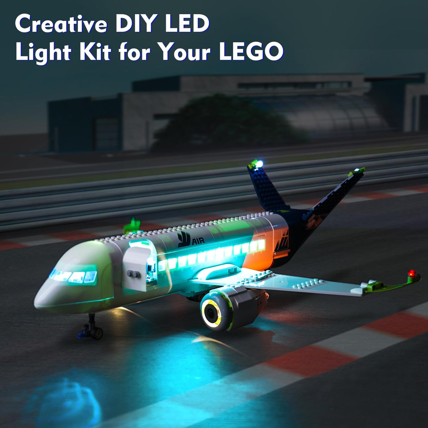LocoLee LED Light Kit Compatible with Lego Passenger Airplane 60367, DIY Creative Lighting Set Accessories Compatible with Lego 60367 for Adults (Lights Only, No Models)