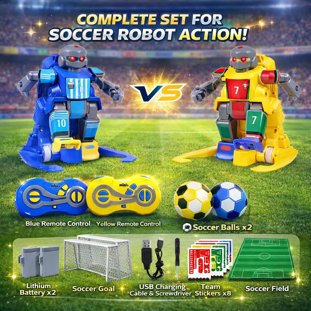 ANTSIR Remote Control Soccer Robot Toy, 2.4G Rechargeable RC Football Player with Lob Shot and Long Shot, 2-Player Battle Interaction Games, Sports Birthday Gift for Boys Girls Age 8-16