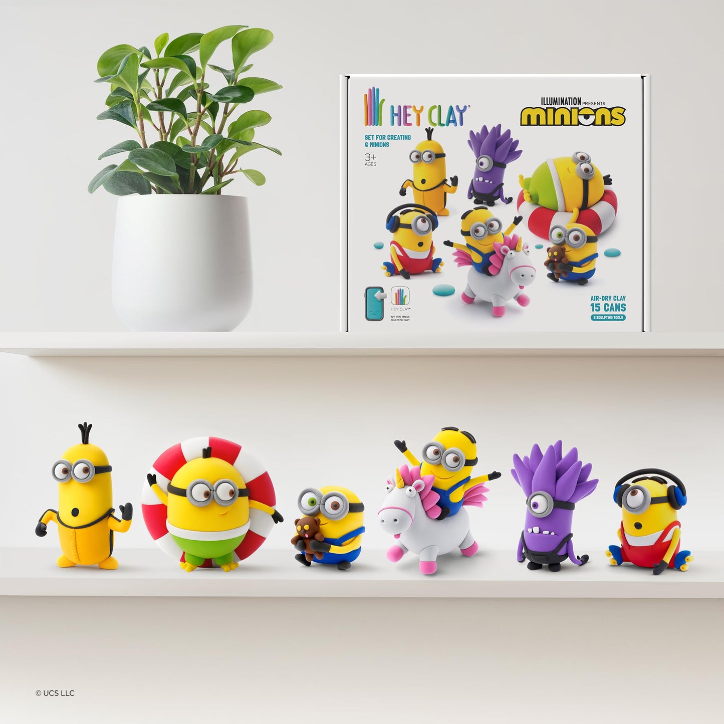 HEY CLAY Minions - Colorful Modeling Air Dry Clay for Kids - Craft Kits for Kids Ages 4-8 - DYI Minion Toys (Full Set (6 Characters))
