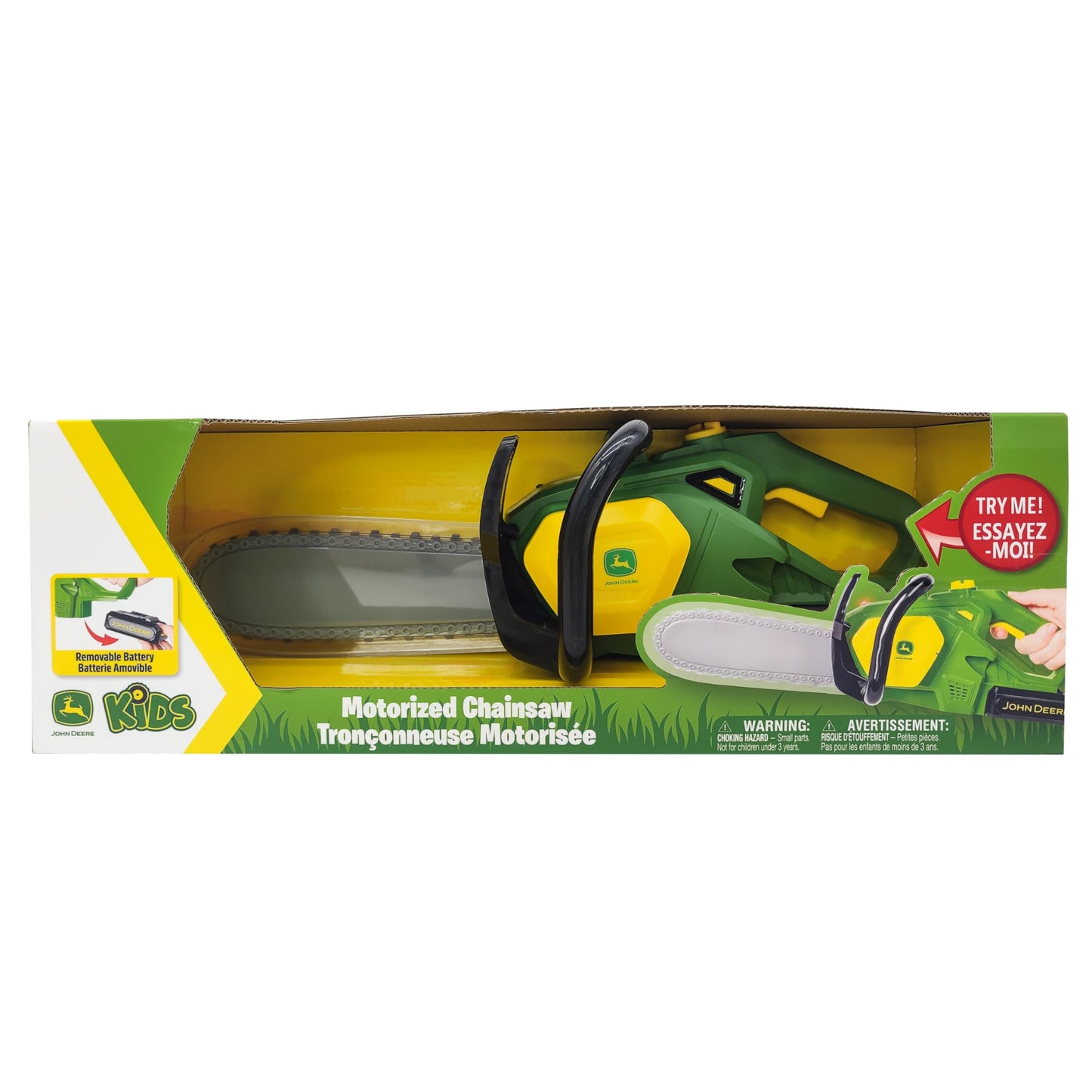John Deere Power Tools Chainsaw Toy, Construction Tool with Lights and Sounds, Pretend Play Toy for Boys