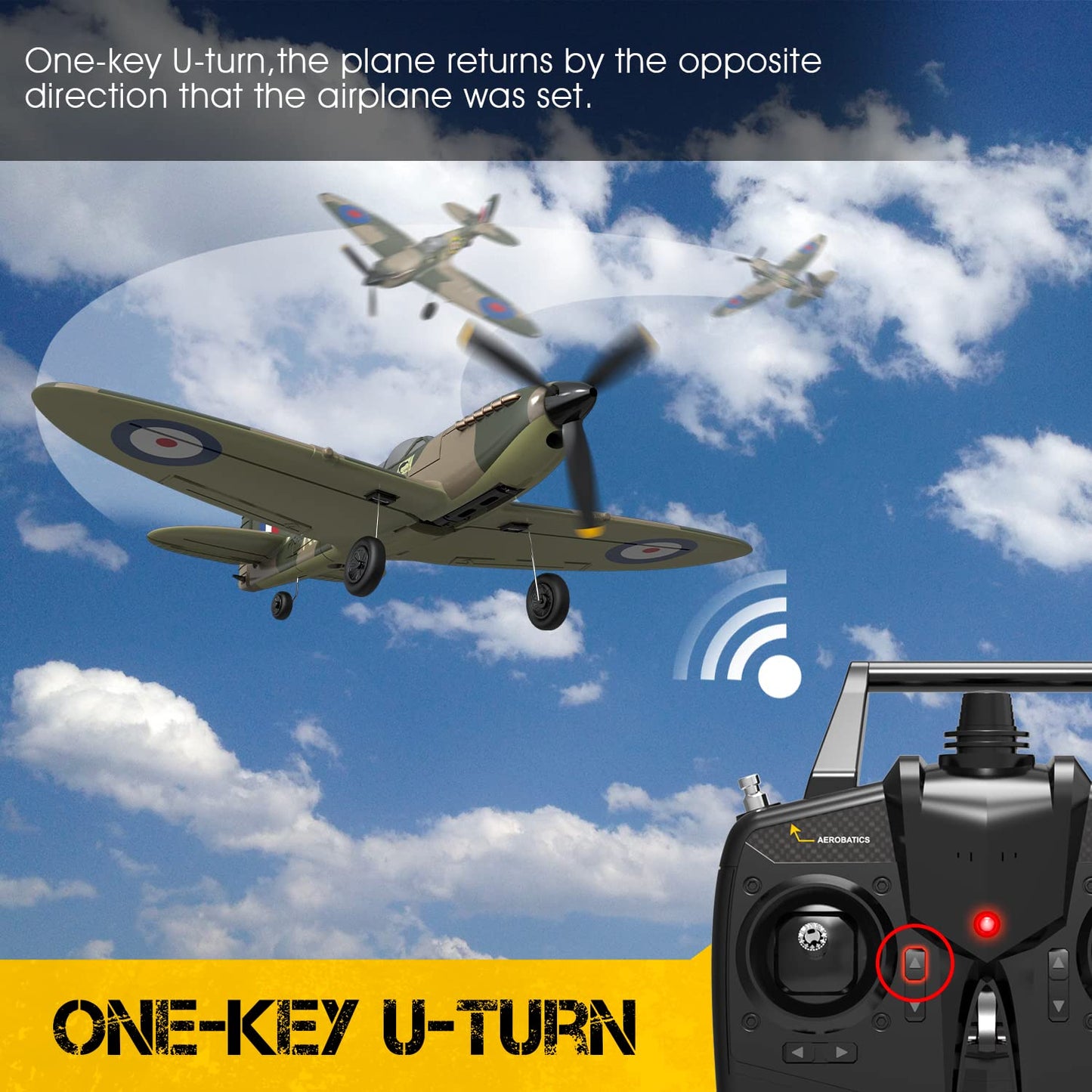 ANTSIR RC Plane Spitfire Fighter, 4 Channel Remote Control Airplane with Gyro System for Adults