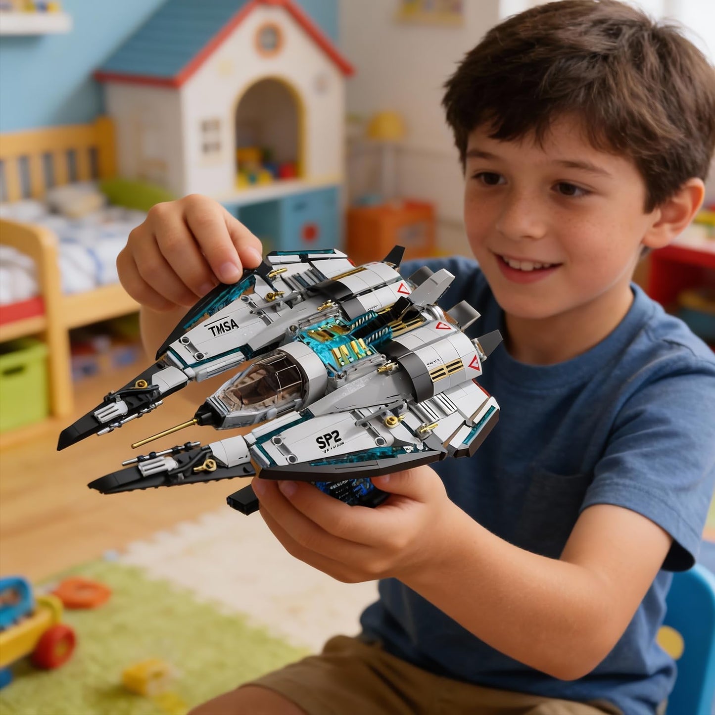 DADMCFD Spaceship Building Blocks Set for Boys Ages 8-12, STEM Space Toys for Kids to Assemble a Space Shuttle with Light, Best Present for Boys and Girls Aged 8+ (739PCS)