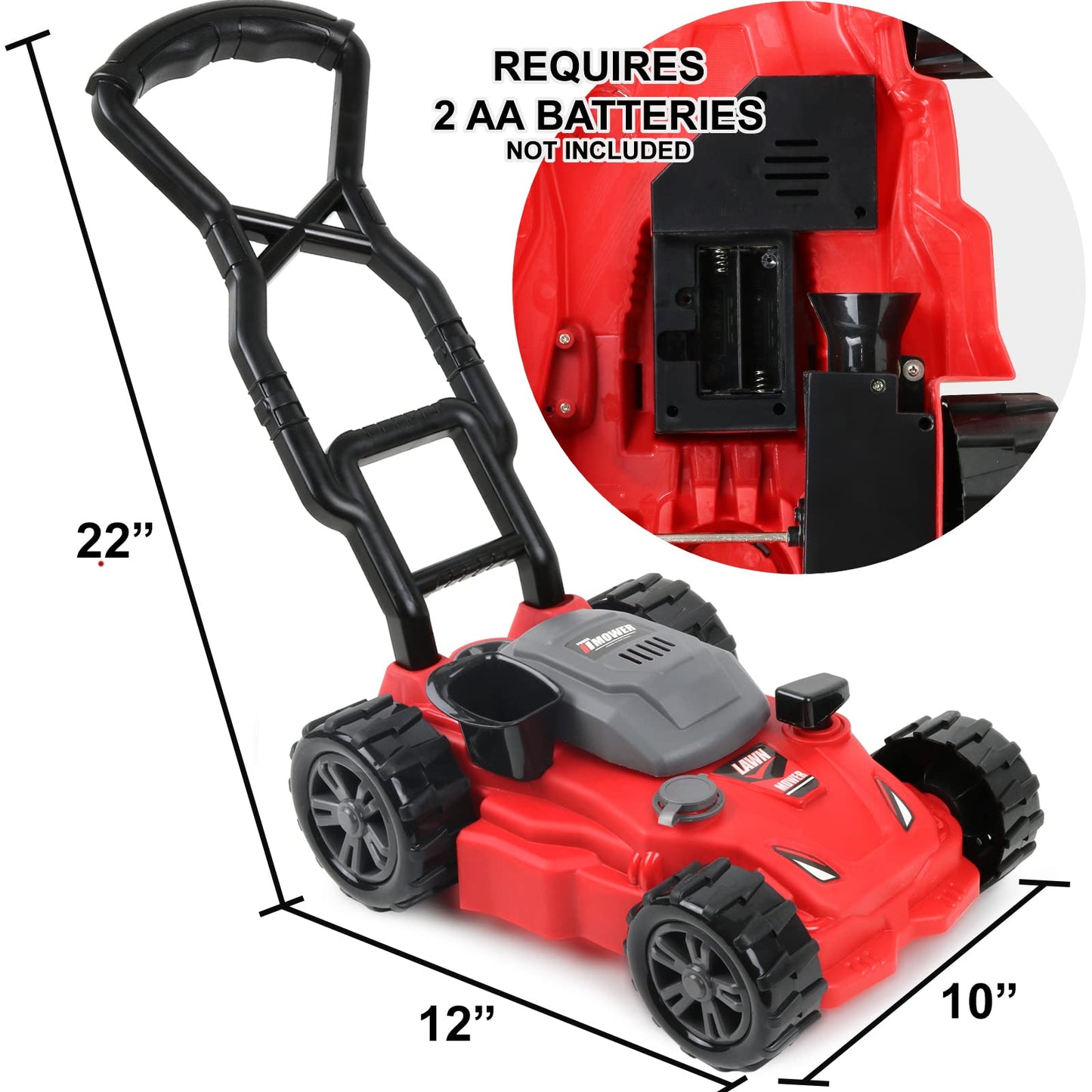 TeganPlay Kids Toy Lawn Mower Toddler Landscaping Gardening Tools and Equipment Includes Mask Safety Goggles and Earmuffs