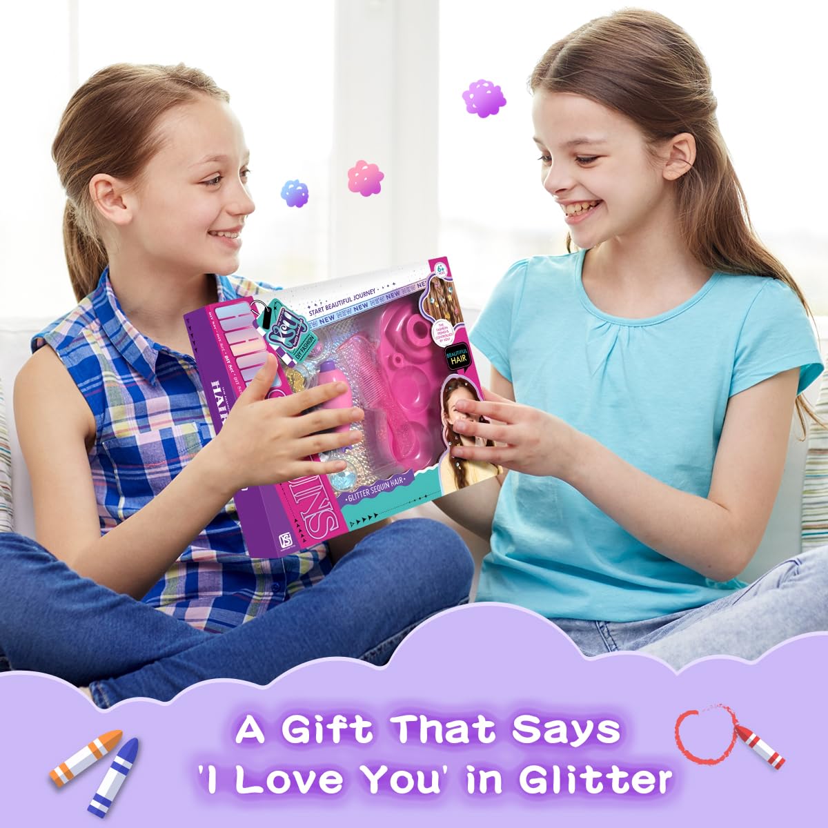 Bling Hair Gem Stamper Kit for Girls, Easy Hair Bedazzler with Reusable Colorful Gems, Safe Hair Styling Tool Toy for Kids Age 6+ Gifts