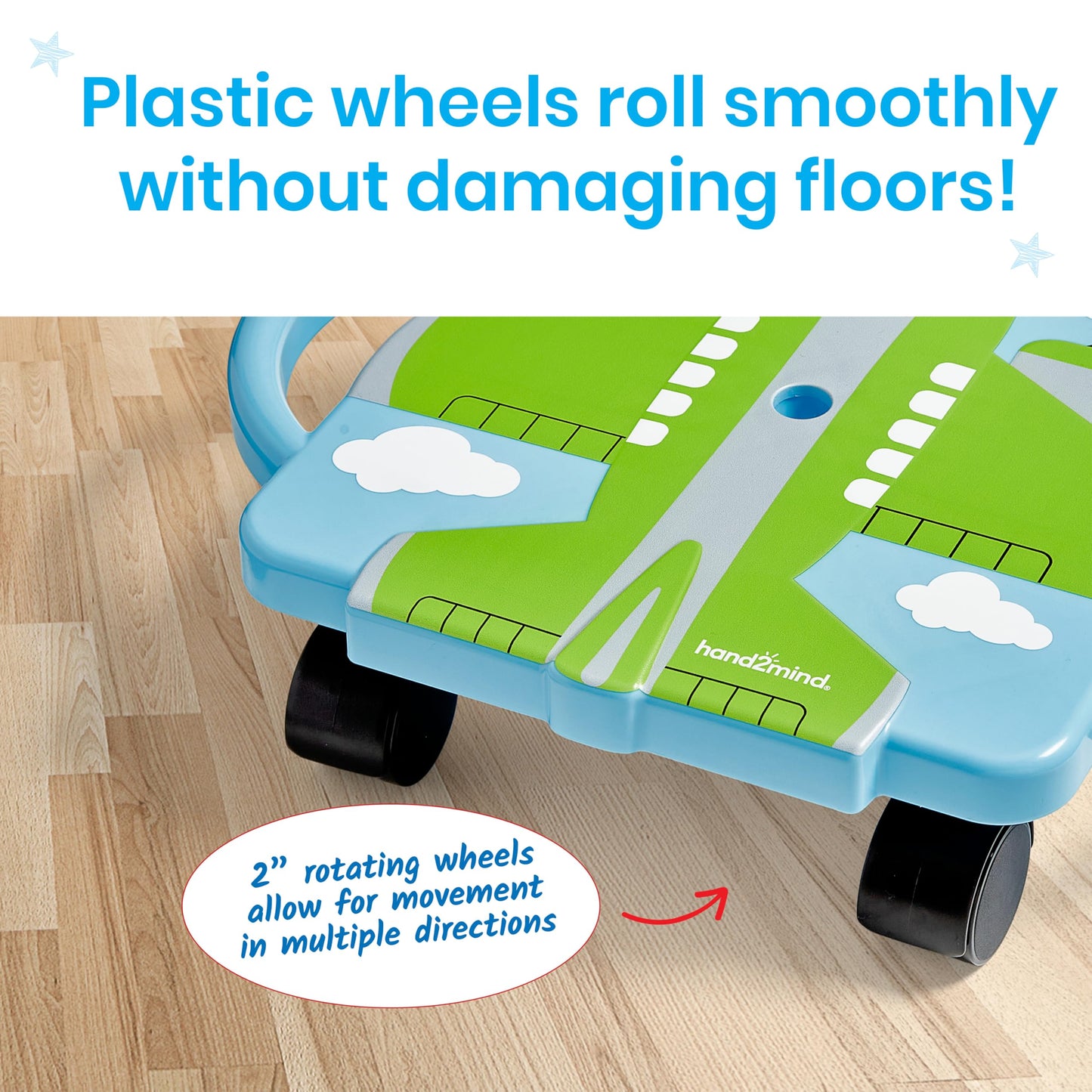 hand2mind Green Plane Glider Scooter Board, Floor Scooter Board, Gross Motor Toys, Kids Exercise & Physical Education Equipment, Playground Toys, Indoor Active Play, Toddler Outdoor Activities