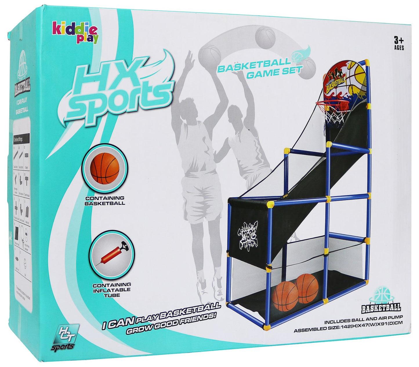 Kiddie Play Toy Basketball Hoop Arcade Game Set with 4 Balls & Air Pump, Indoor Outdoors Sports Toys for Kids