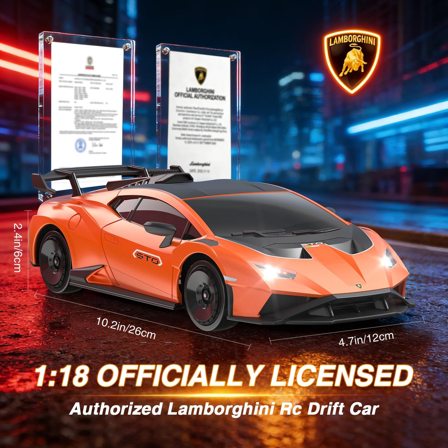 Lamborghini Remote Control Car, 1:18 Scale Officially Licensed Lambo Toy Car, 35KM/H High Speed Fast RC Drift Car with LED Light 2.4GHz Model Cars for Boys Girls Kids Adults Birthday Ideas Gift