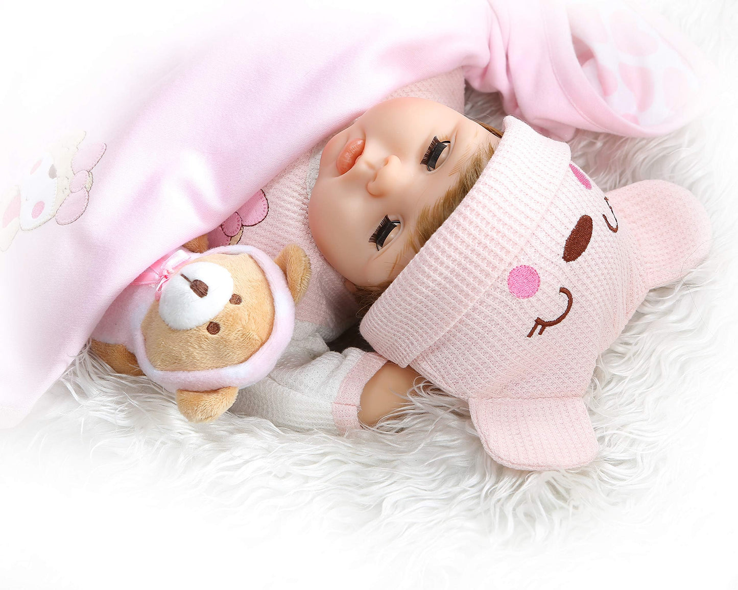 Babyfere Realistic Reborn Baby Dolls Girl Blinking Eyes Weighted Body Vinyl Silicone 22 Inch Reborn Dolls
