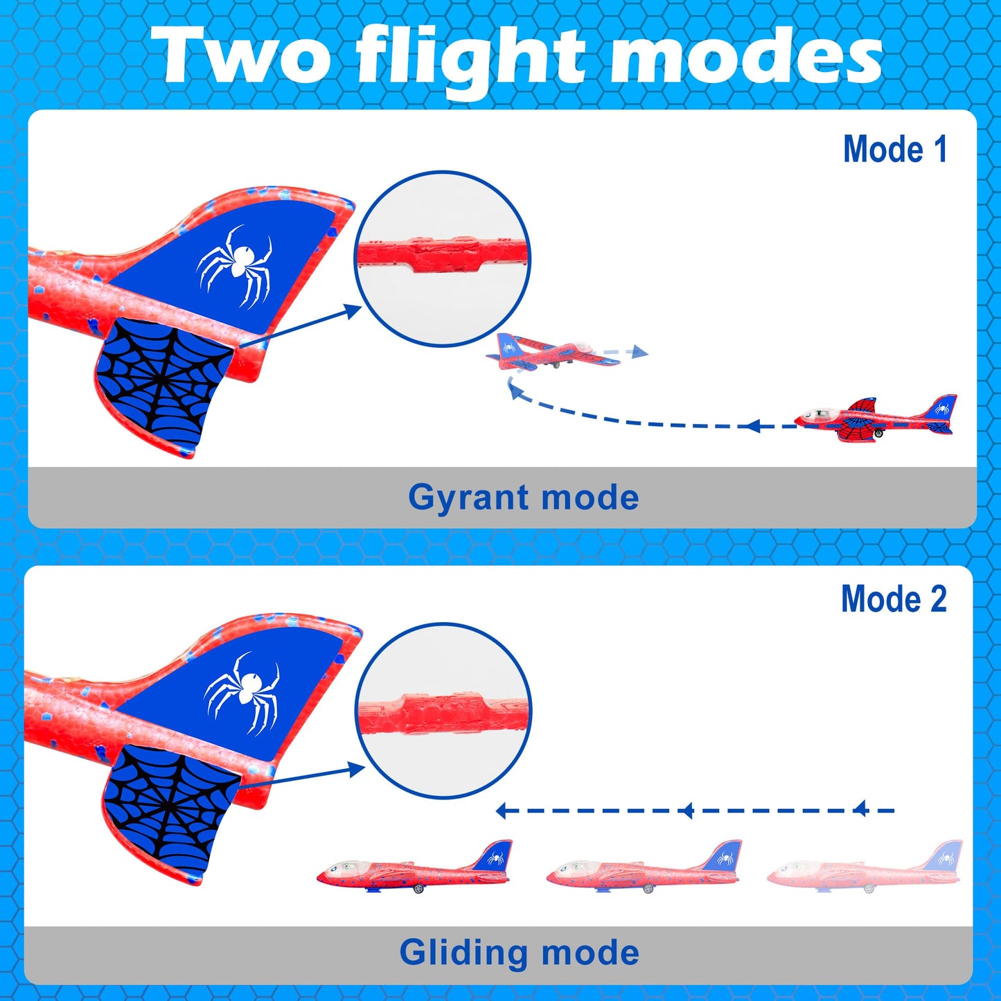 3 Pack Airplane Launcher Toys,12.6" LED Foam Glider Plane,Outdoor Flying Toys Holiday and Birthday Gifts for Kids Ages 4-12