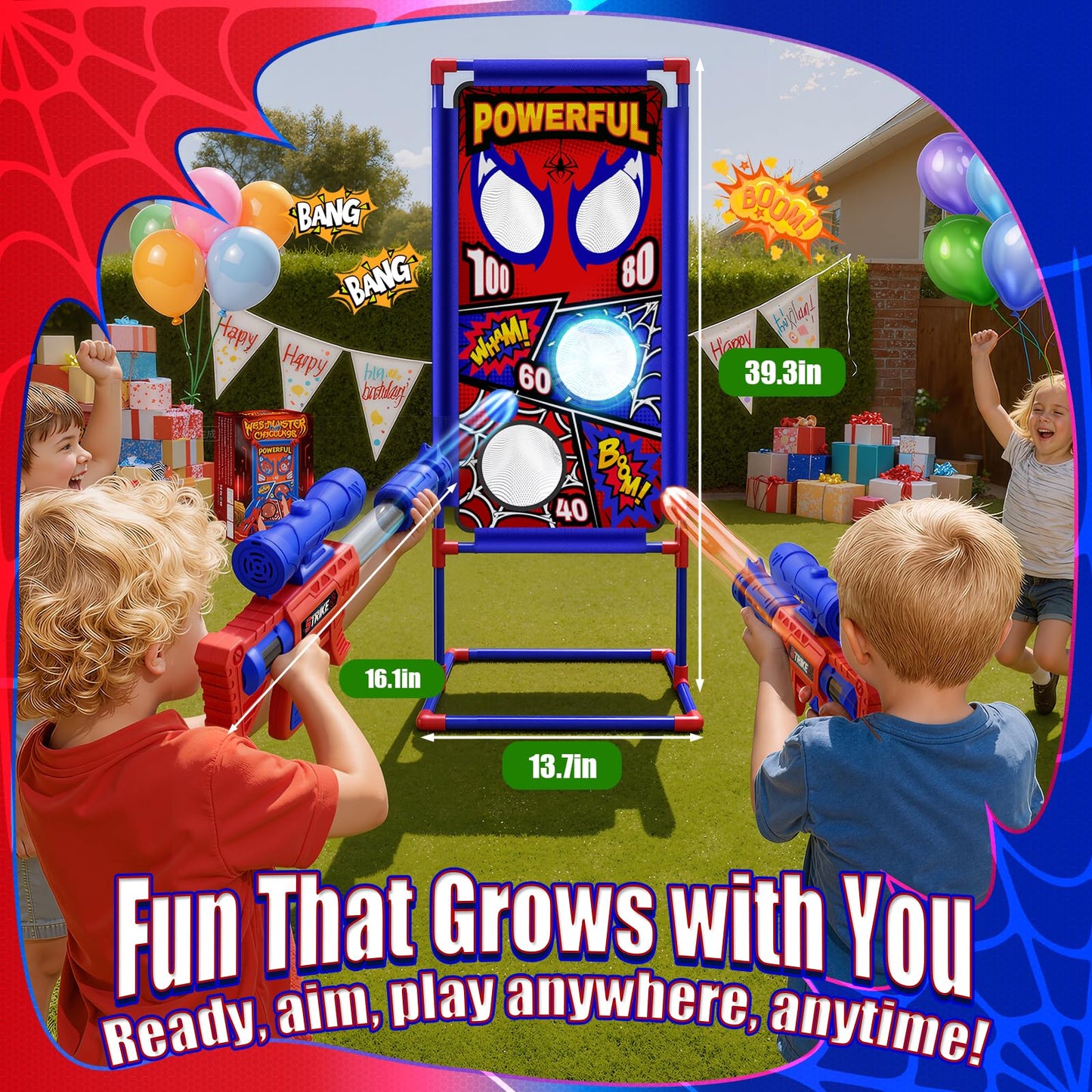 Shooting Toy Set with Hero-Style Target & 2 Cool Air Pump Launcher,Indoor Outdoor Kids Toy,Action Shooting Games,Boys Toys Age 3 4 5 6 7 8 9 10 11 12, Holiday Presents for Boy