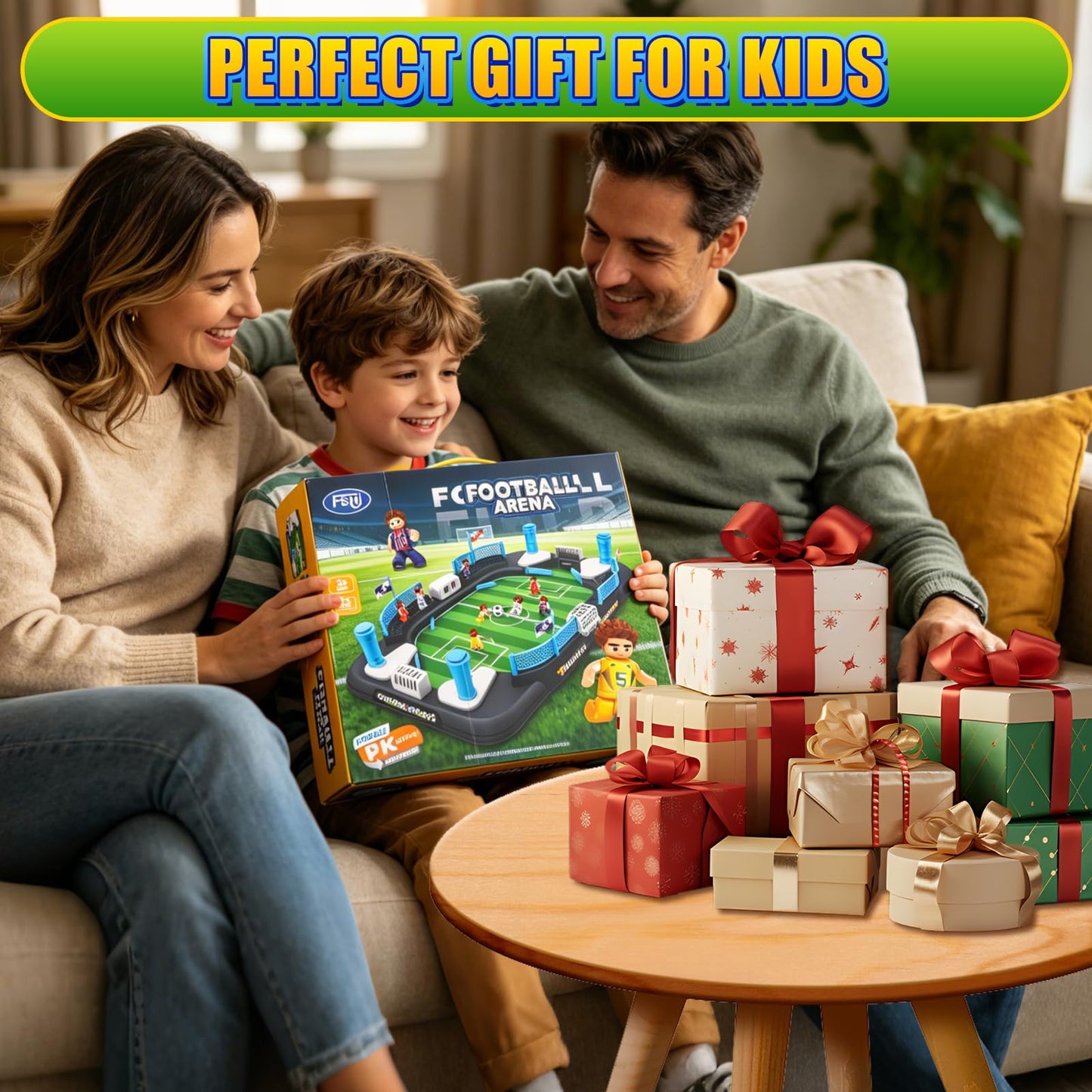 Mini Soccer Board Game for Kids 3-12, Foosball Table Toy for Age 4-8, Pinball Machine Toys for Boys 5-10 Years Old, Interactive Indoor Action Game with 6 Balls for Birthday Gift