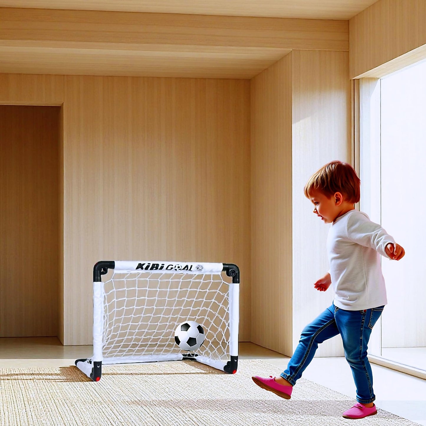 KiBiGOAL Soccer Goal, White Foldable Goals for Toddlers, 23.62in x 17.72in Toddler Soccer Goal for The Backyard + Indoor + Outdoor, Mini Children Toy Gift 1-3
