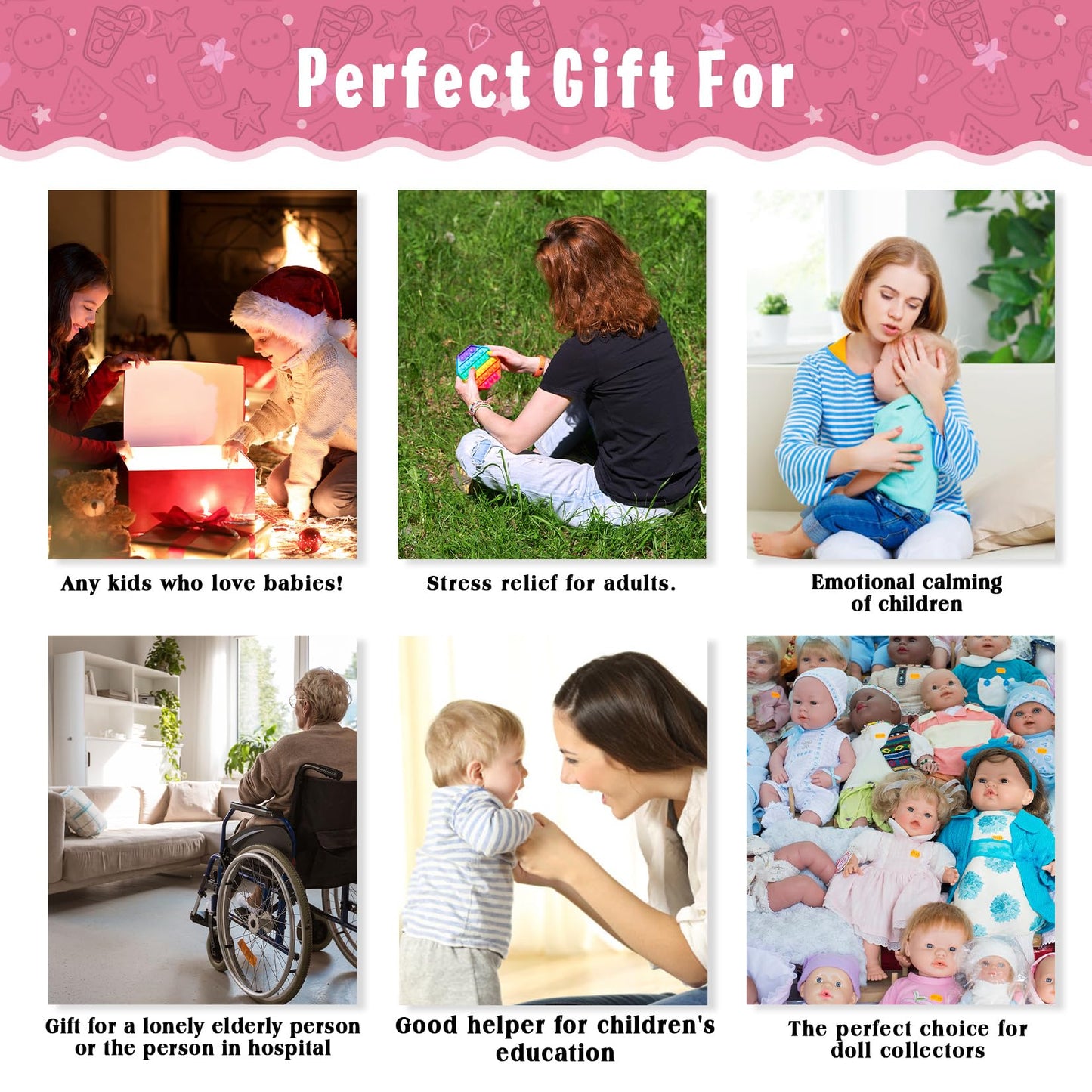 Vollence 23 inch Silicone Reborn Baby Dolls Anatomically Correct Lifelike Silicone Newborn Baby Doll for Children Birthday Gift - Girl