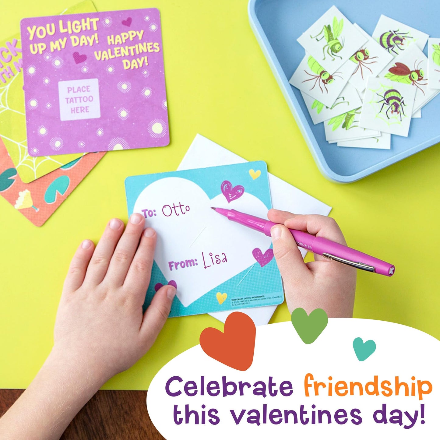 Valentine's Day Gift for Kids, Fun Party Favors for Classroom, Goodie Bag Stuffers - 28 Glow in the Dark Bug Tattoos