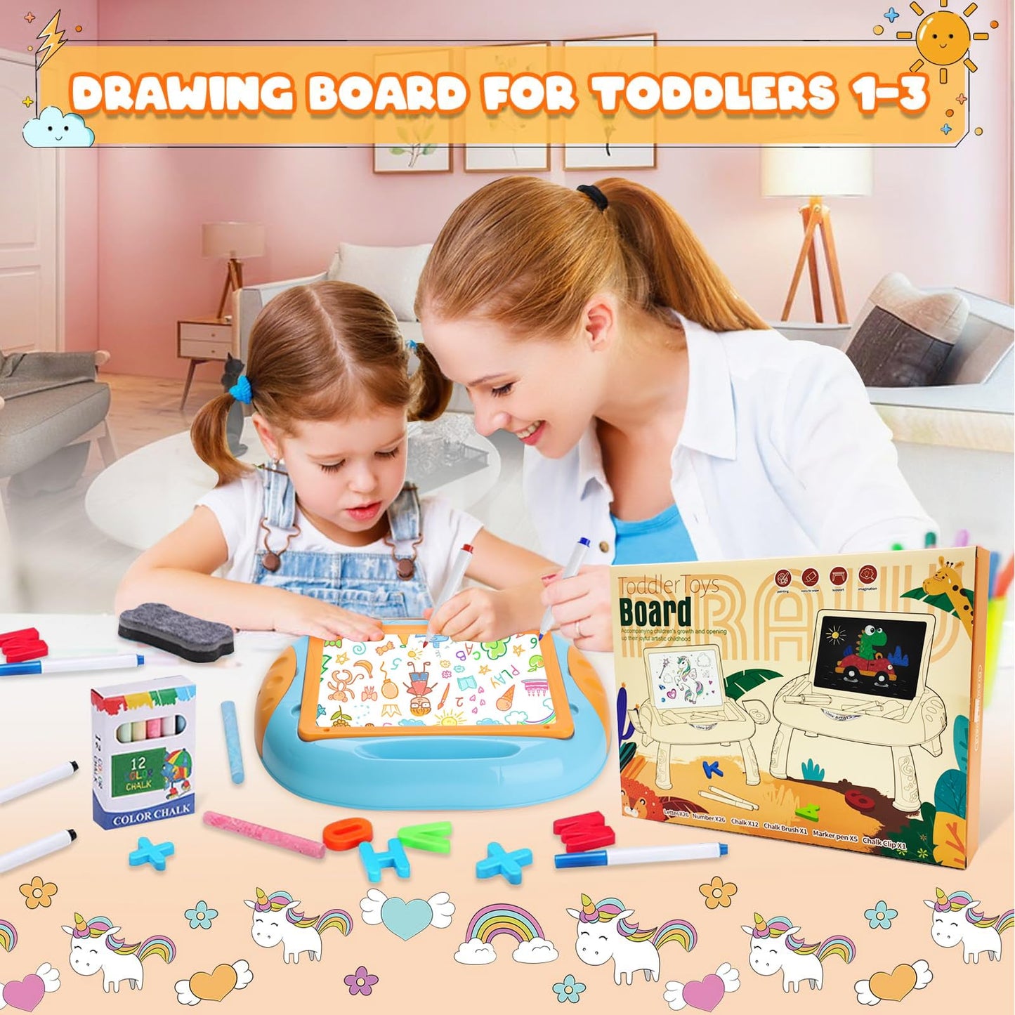 Cokzer Toys for 1-2 Year Old Boys, Toddler Boy Toy with Magnetic Letters and Numbers, Learning and Educational Toys for 1 2 Year Old, Boys Birthday (Blue,Orange)