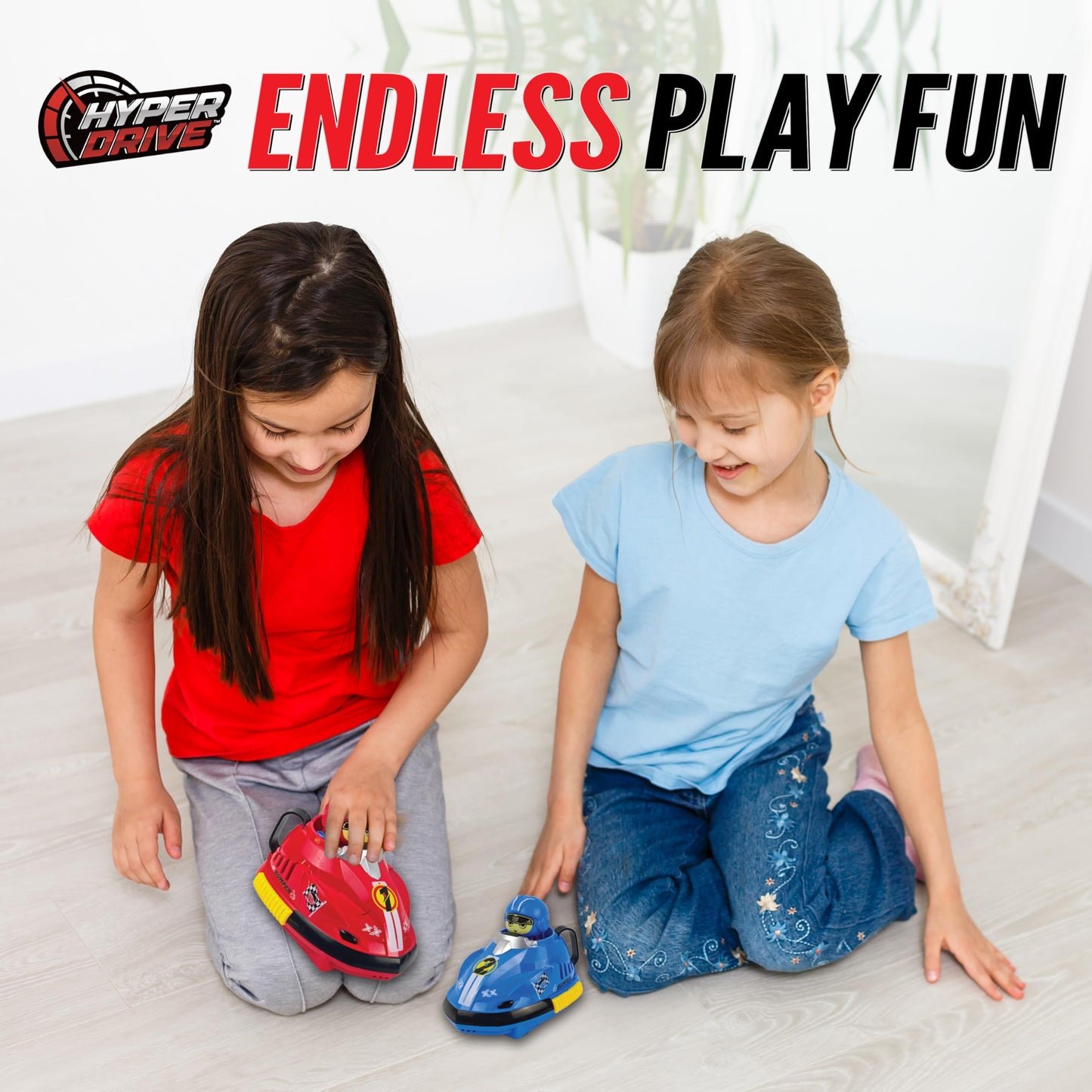 Hyper Drive Remote Control Bumper Car Race Set – 2.4GHz RC Cars with Crash Action, Lights, Sounds & Rechargeable Battery – 2 Player Kids Racing Toy