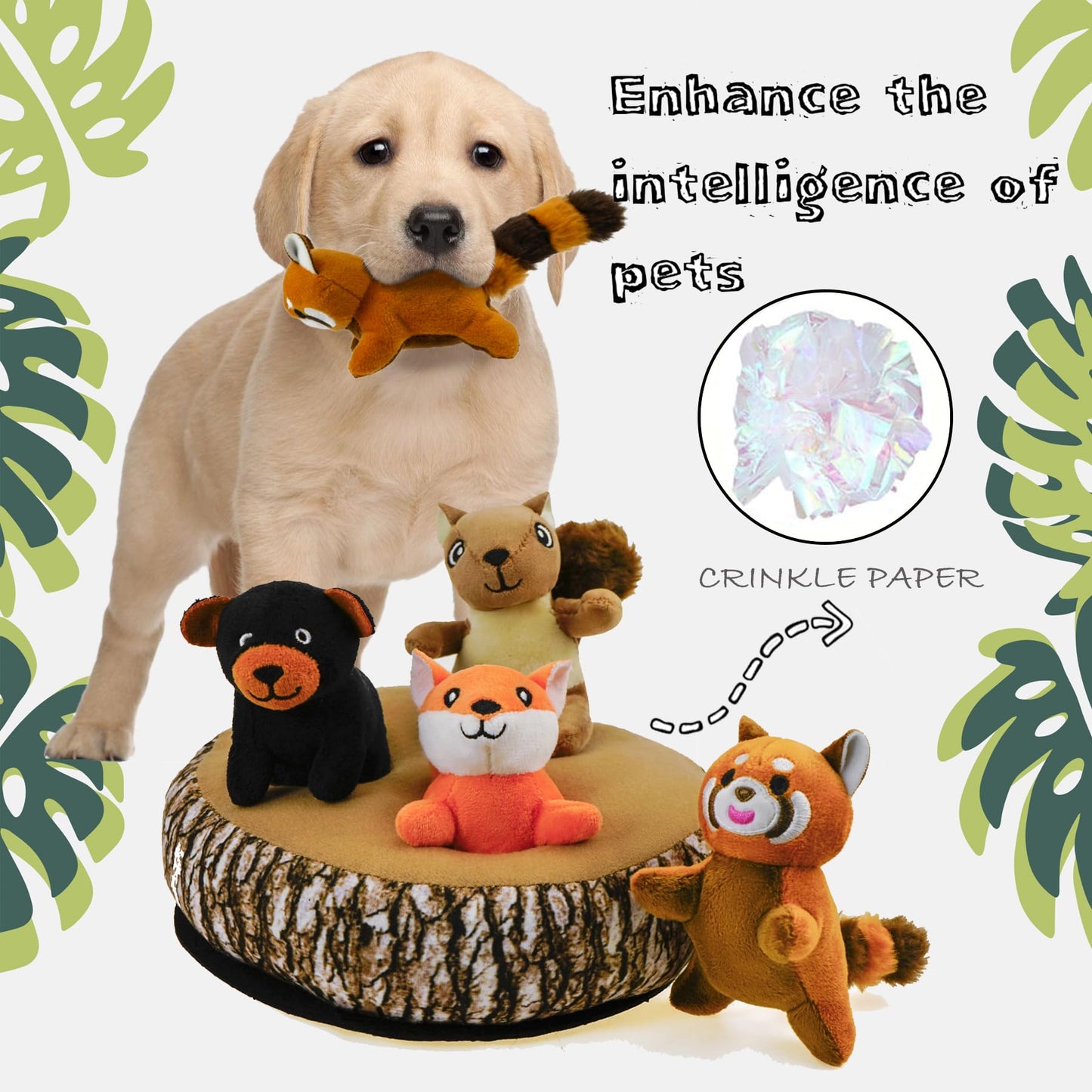 YOUBEMAGIC Hide and Seek Dog Toys, Multi-Purpose Interactive Squeaky Puppy Toys with Detachable Non-Slip Base, Treat Dispensing & Flying Disc Fetch, Enrichment Toys for Small Medium Large Dogs