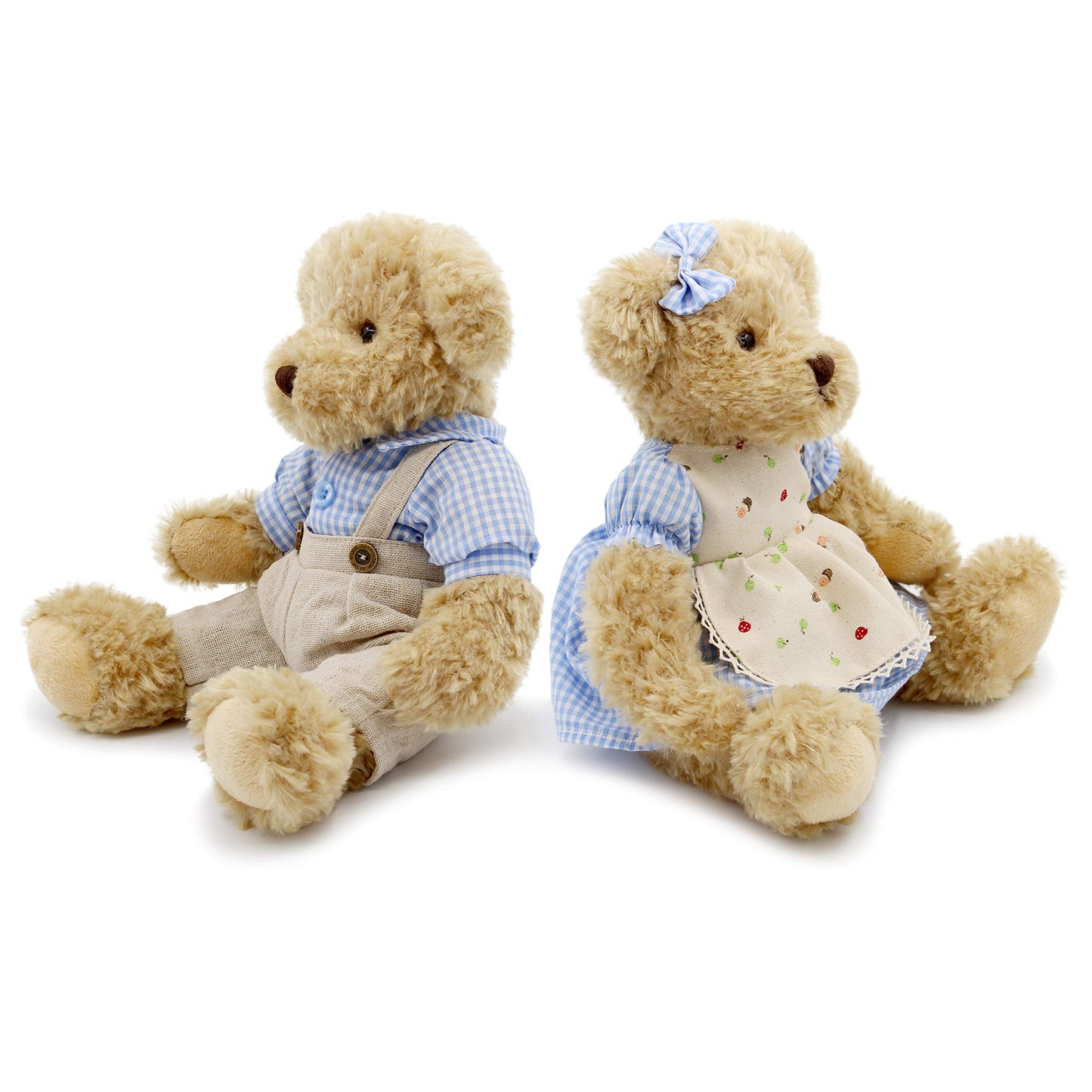 oits cute 2-Pack Teddy Bear,Cute Stuffed Animal,Couple Gift Soft Plush Toy 11inch (Blue Plaid Clothes)